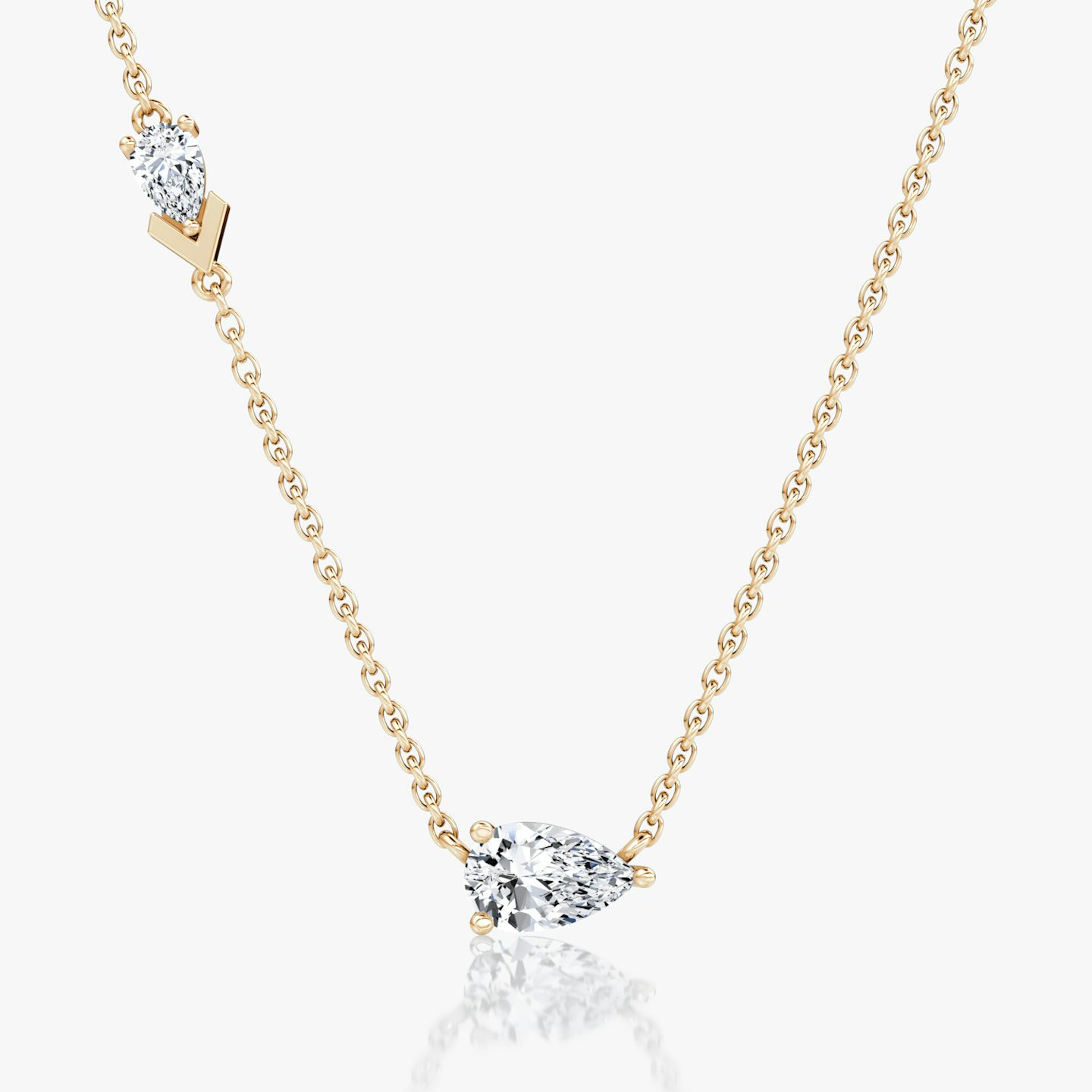 Collier Toi et Moi Echo | Poire | 14k | Or rose | caratWeight: 0.65ct | chainLength: 16-18