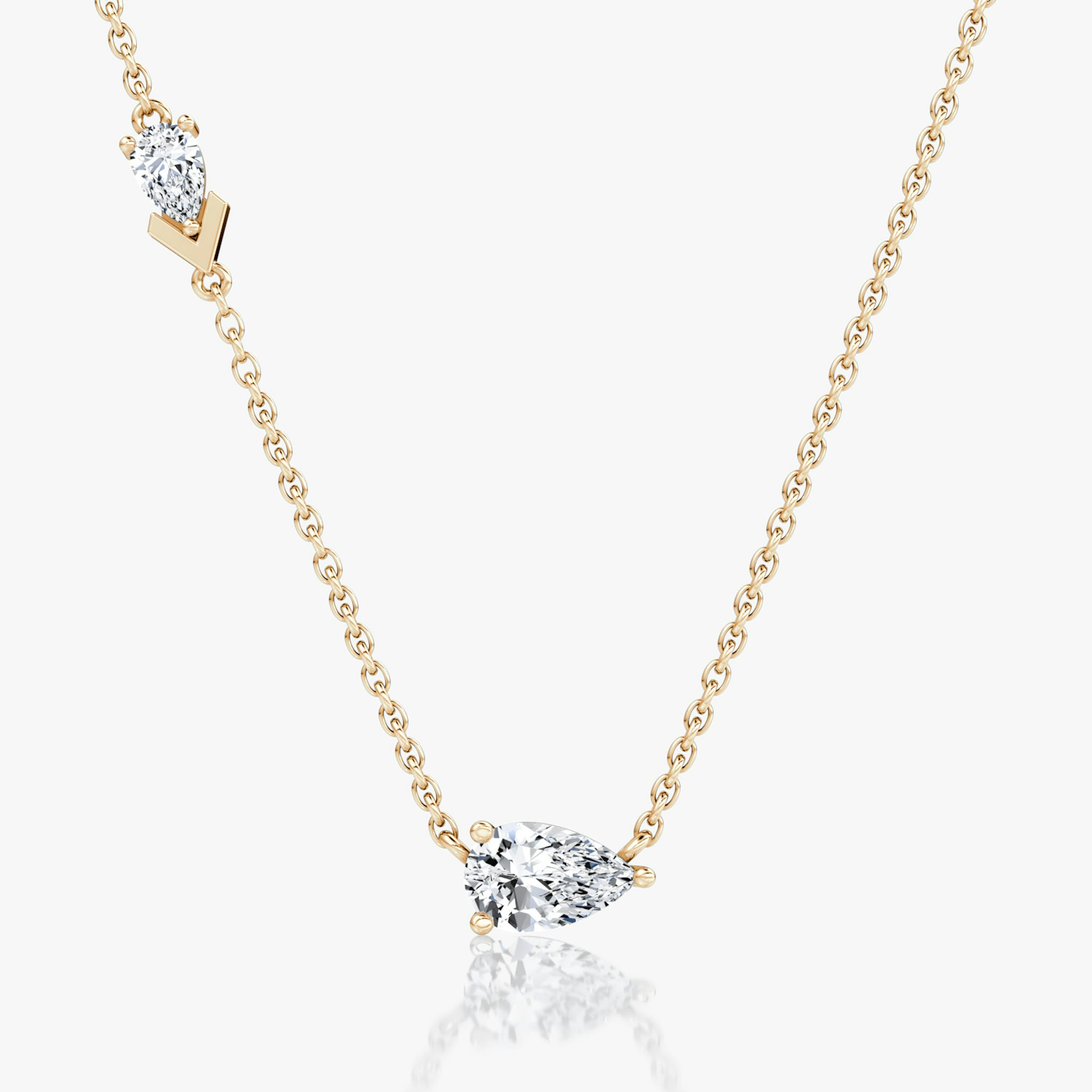 Toi et Moi Echo Necklace | Pear | 14k | Rose Gold | caratWeight: 0.65ct | chainLength: 16-18
