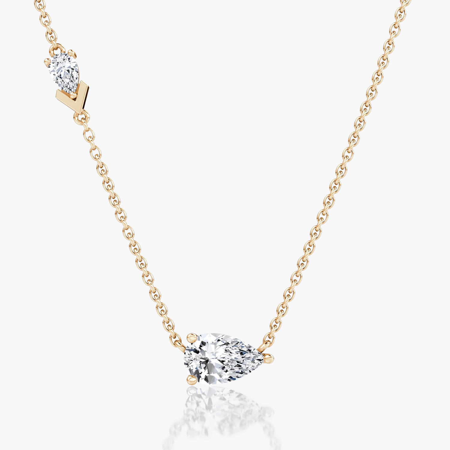 Toi et Moi Echo Necklace | Pear | 14k | Rose Gold | caratWeight: 0.90ct | chainLength: 16-18