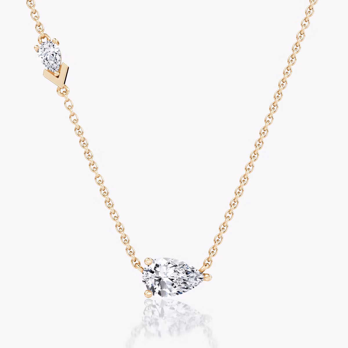 Collier Toi et Moi Echo | Poire | 14k | Or rose | caratWeight: 0.90ct | chainLength: 16-18