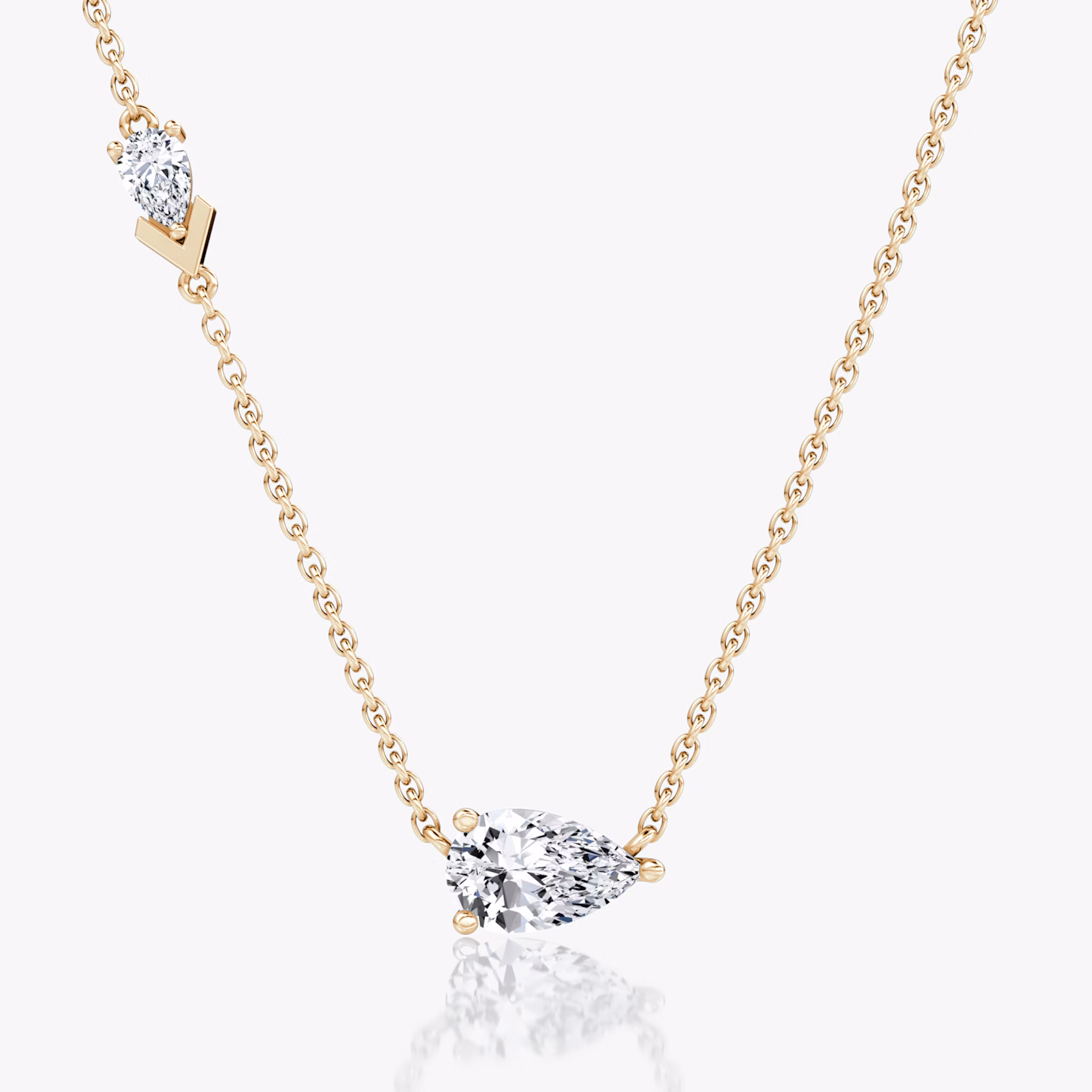 Toi et Moi Echo Necklace | Pear | 14k | Rose Gold | caratWeight: 0.90ct | chainLength: 16-18