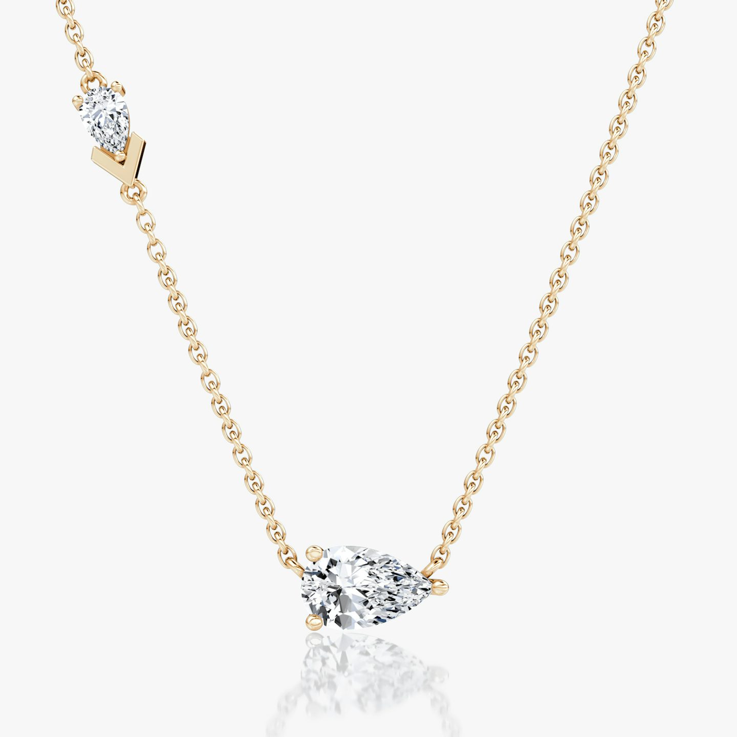 Collier Toi et Moi Echo | Poire | 14k | Or rose | caratWeight: 0.90ct | chainLength: 16-18