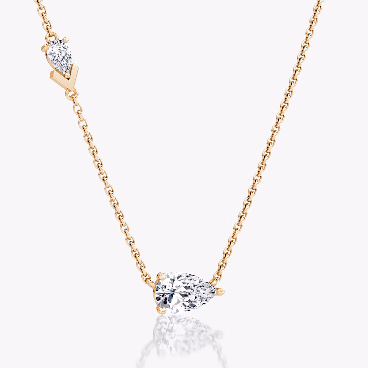 Collier Toi et Moi Echo | Poire | 14k | Or rose | caratWeight: 0.90ct | chainLength: 16-18