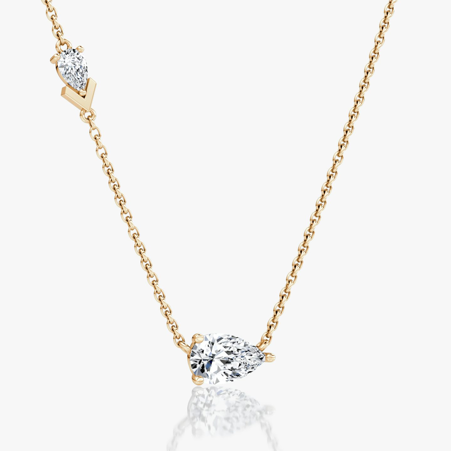 Collier Toi et Moi Echo | Poire | 14k | Or rose | caratWeight: 0.90ct | chainLength: 16-18