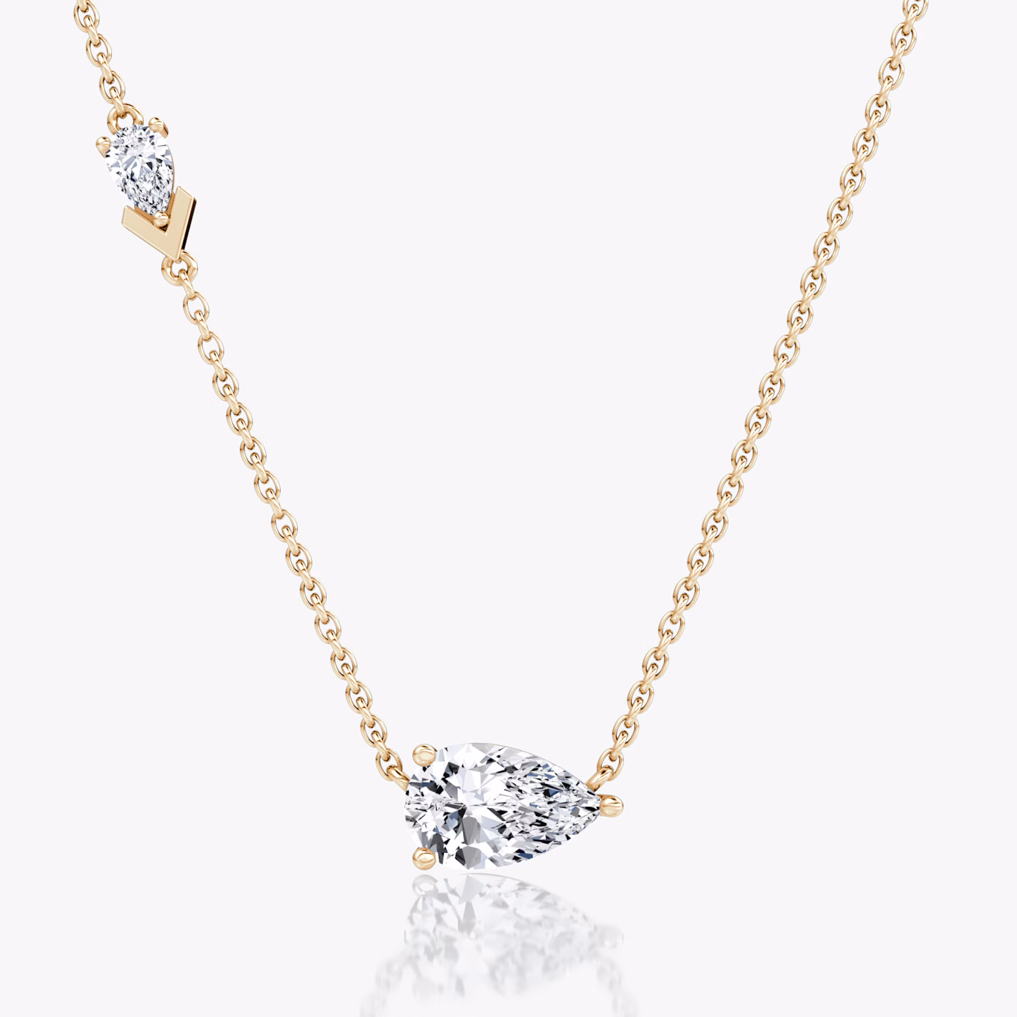 Toi et Moi Echo Necklace | Pear | 14k | Rose Gold | caratWeight: 1.15ct | chainLength: 16-18