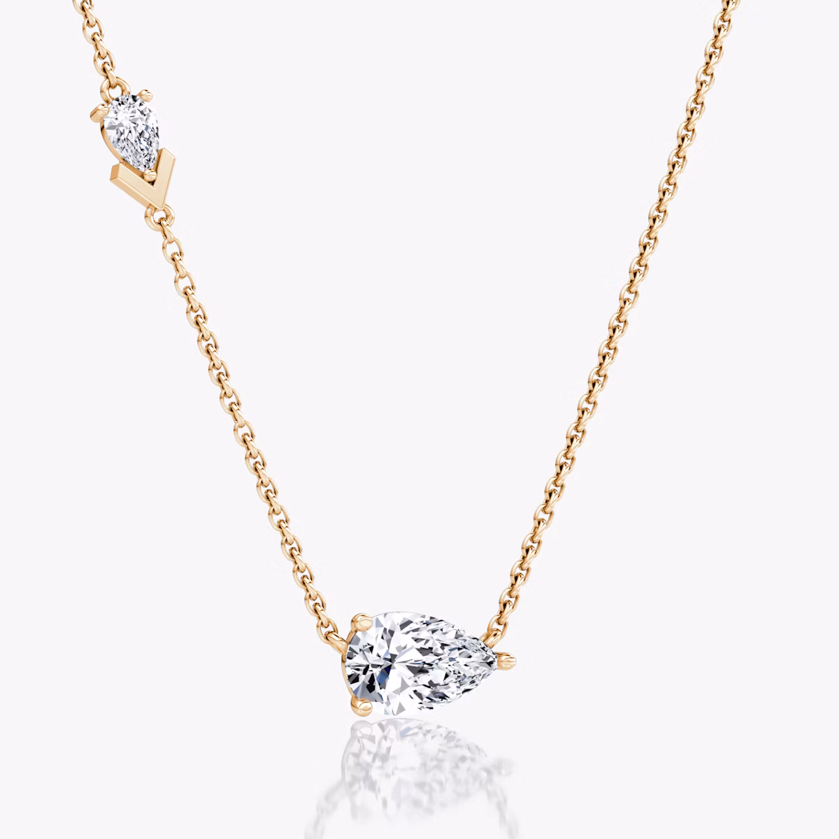 Collier Toi et Moi Echo | Poire | 14k | Or rose | caratWeight: 1.15ct | chainLength: 16-18