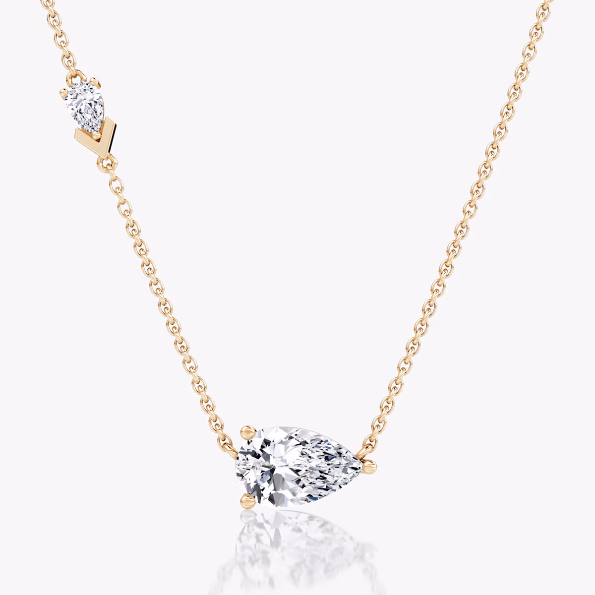Collier Toi et Moi Echo | Poire | 14k | Or rose | caratWeight: 1.65ct | chainLength: 16-18