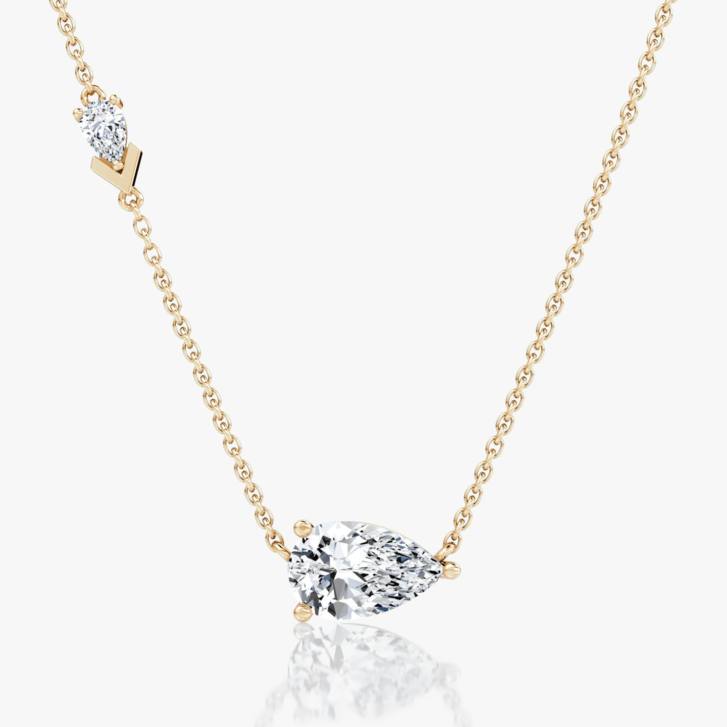 Collier Toi et Moi Echo | Poire | 14k | Or rose | caratWeight: 1.65ct | chainLength: 16-18