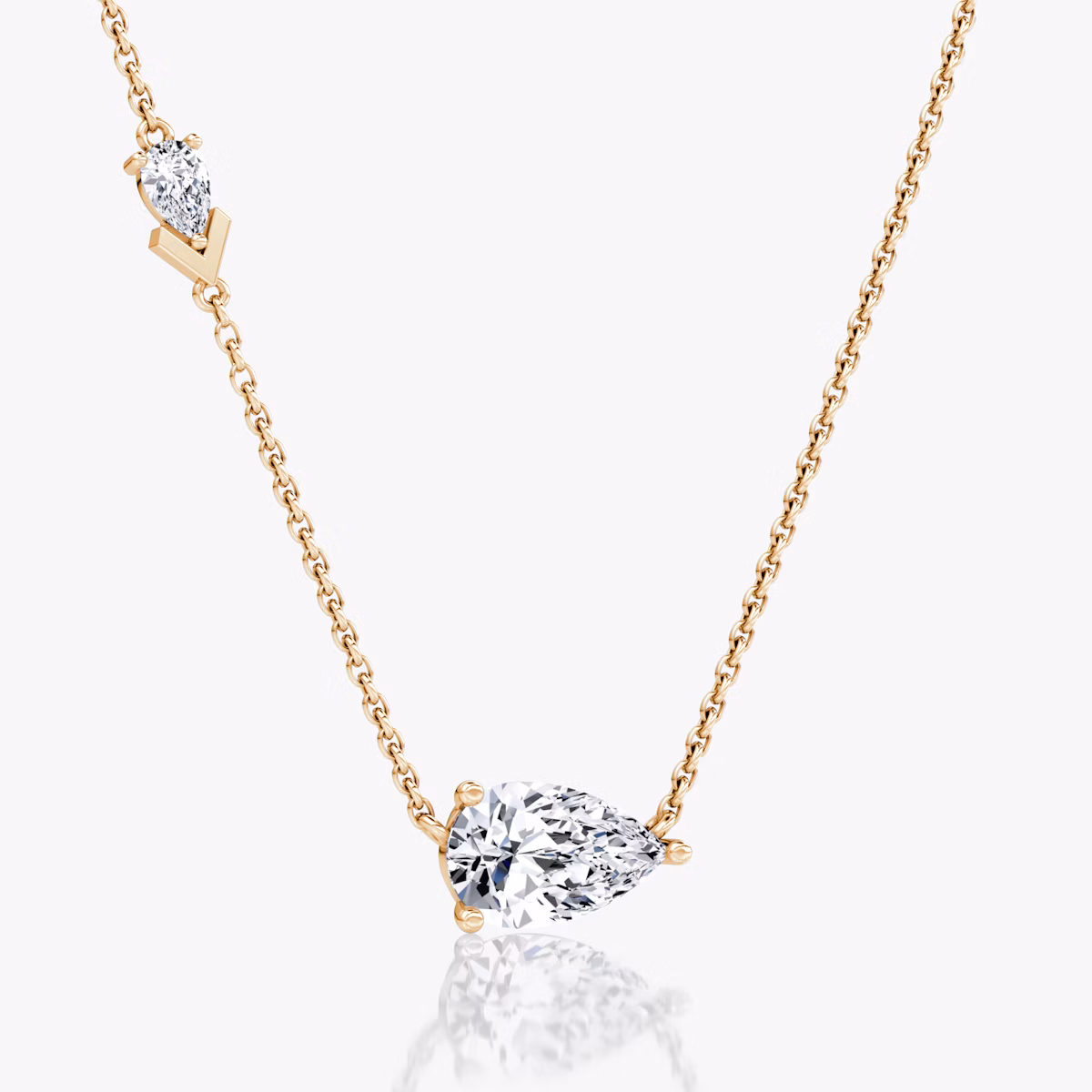Collier Toi et Moi Echo | Poire | 14k | Or rose | caratWeight: 1.65ct | chainLength: 16-18