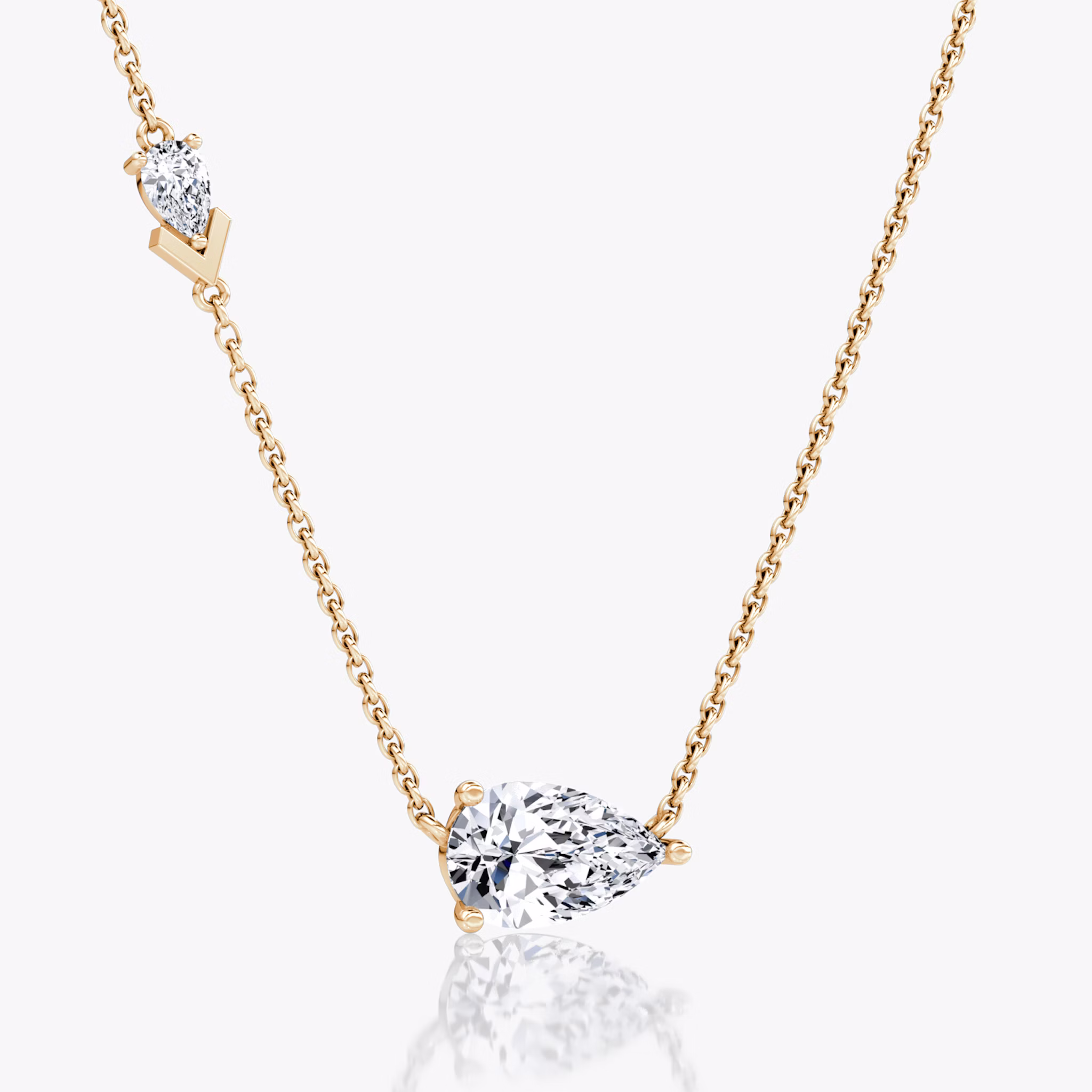Toi et Moi Echo Necklace | Pear | 14k | Rose Gold | caratWeight: 1.65ct | chainLength: 16-18