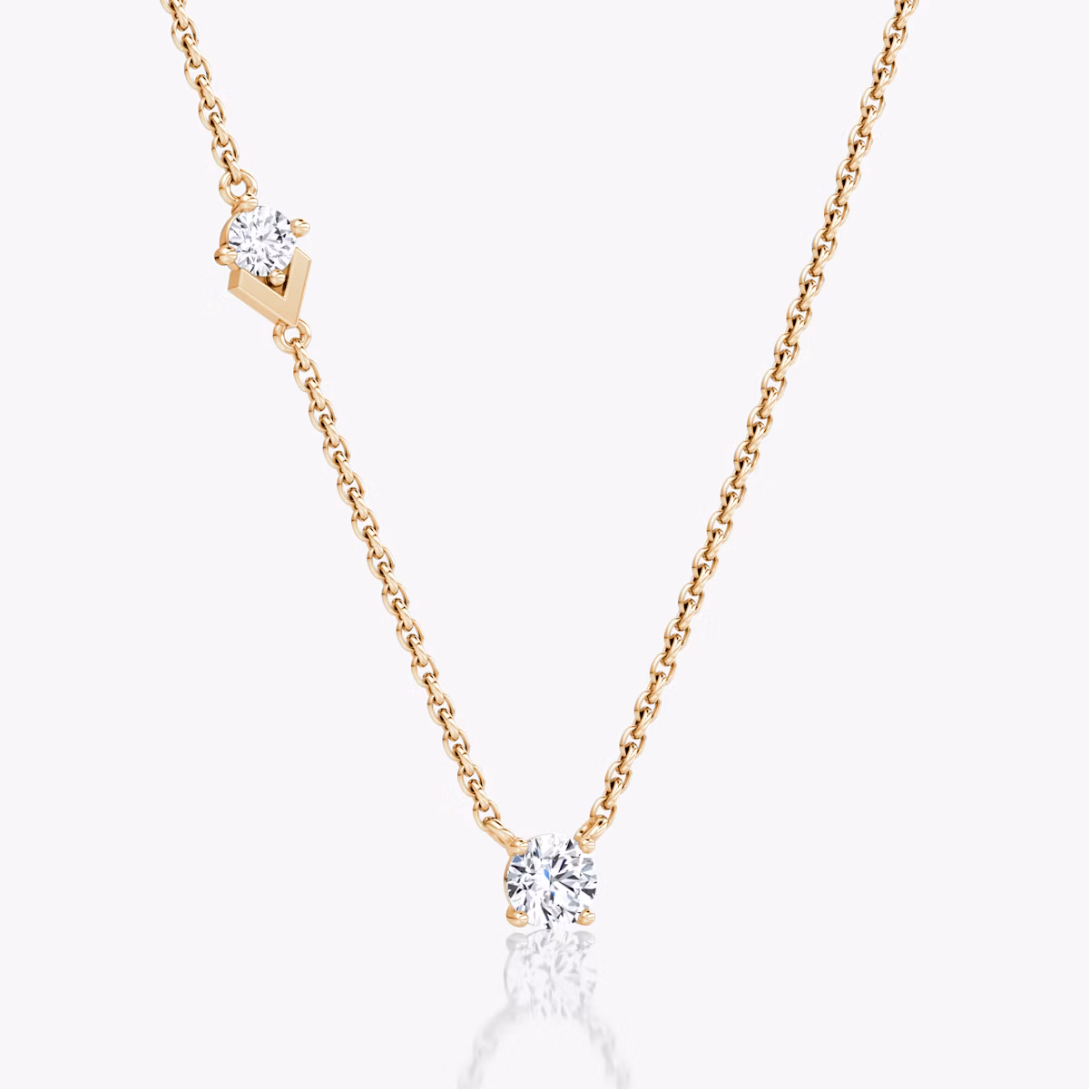 Collier Toi et Moi Echo | Rond Brillant | 14k | Or rose | caratWeight: 0.35ct | chainLength: 16-18
