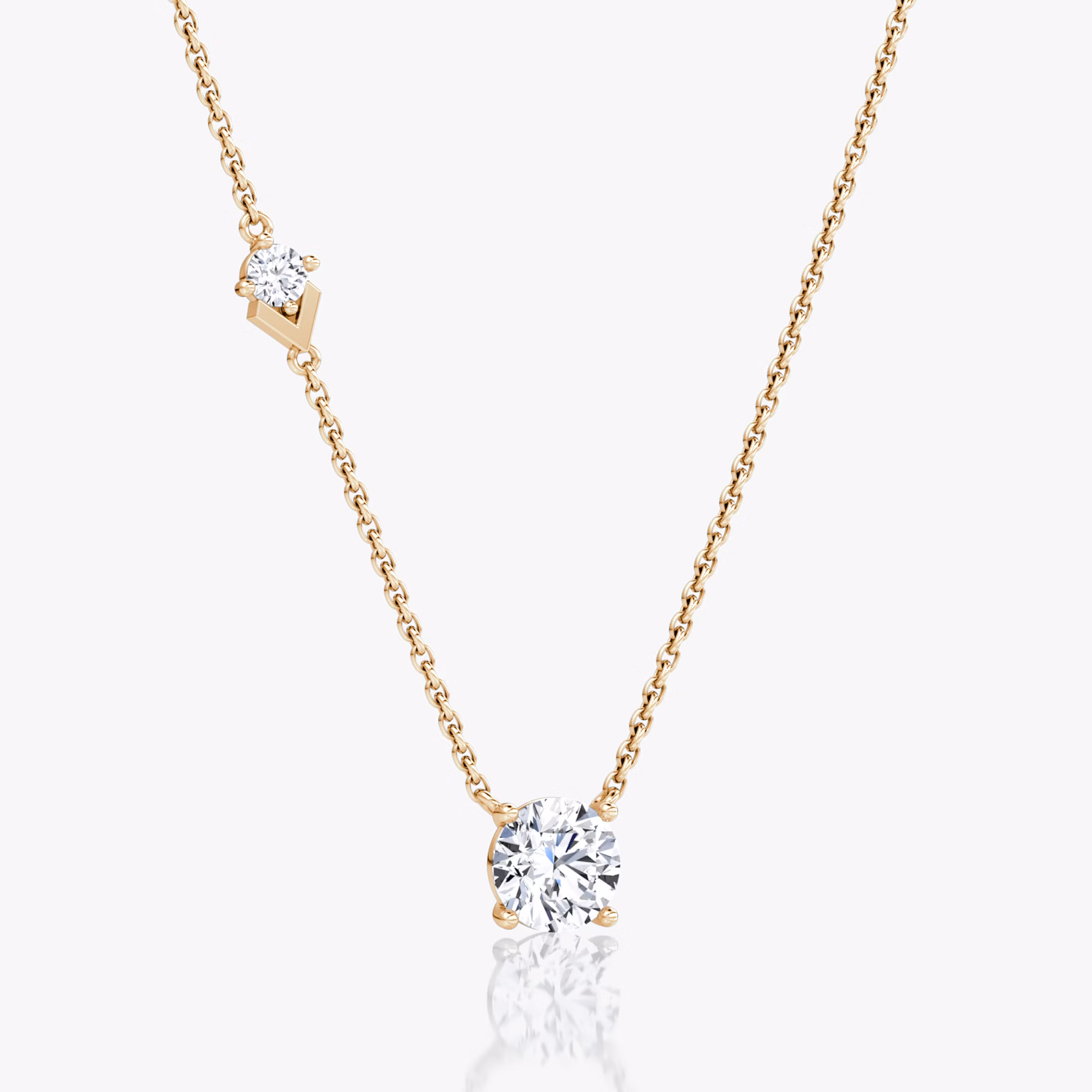 Toi et Moi Echo Necklace | Round Brilliant | 14k | Rose Gold | caratWeight: 1.1ct | chainLength: 16-18
