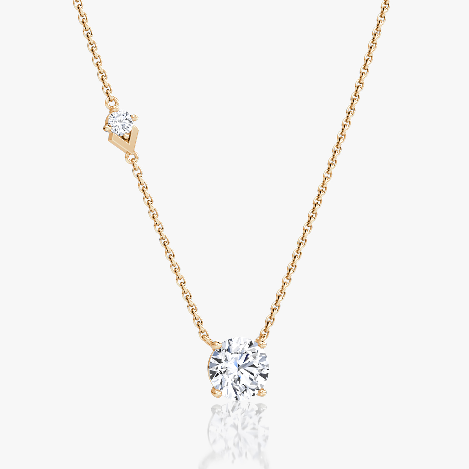 Collier Toi et Moi Echo | Rond Brillant | 14k | Or rose | caratWeight: 1.6ct | chainLength: 16-18