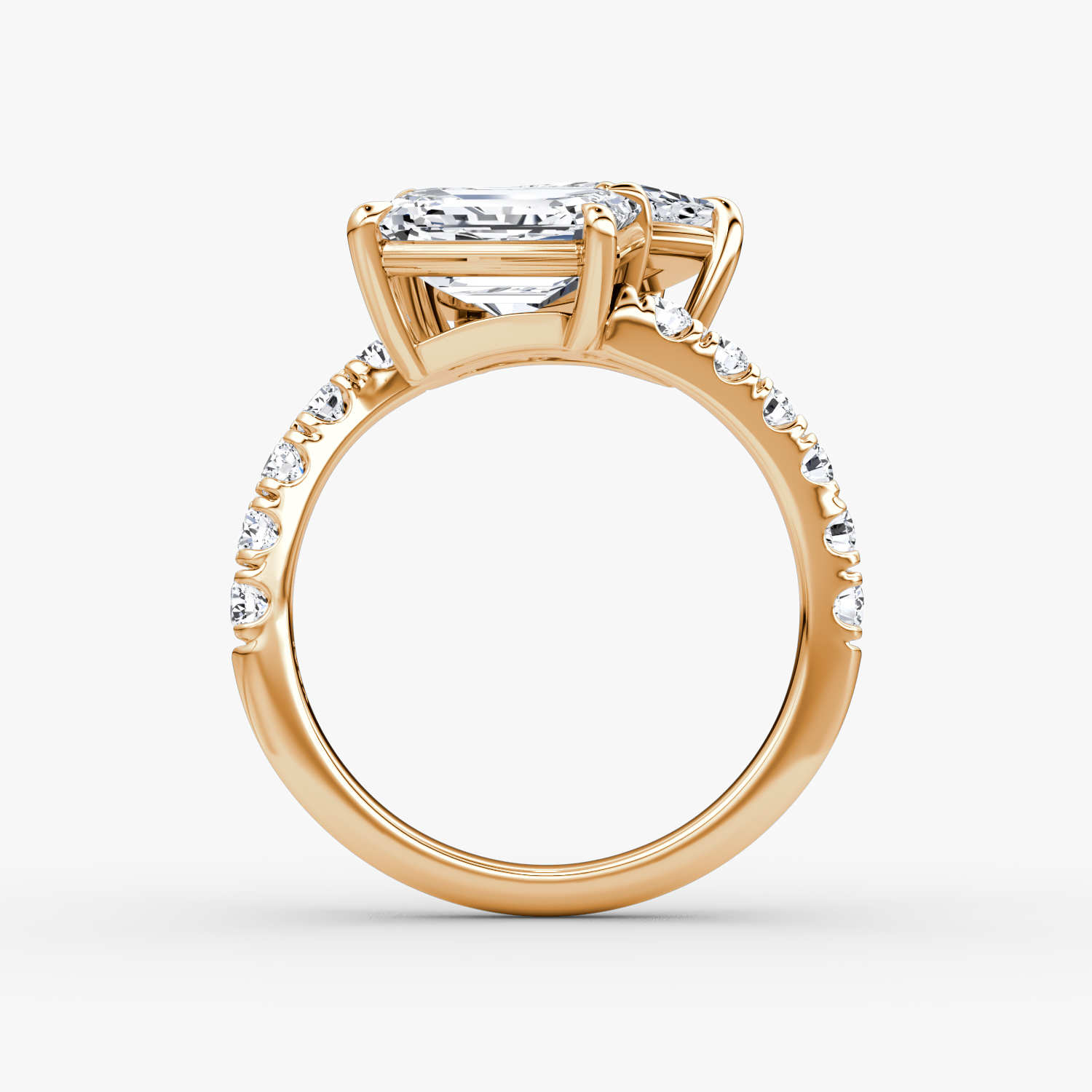 The Toi et Moi Bypass | Émeraude et Poire | 14k | Or rose | bandAccent: Pavé | diamondOrientation: vertical | caratWeight: other