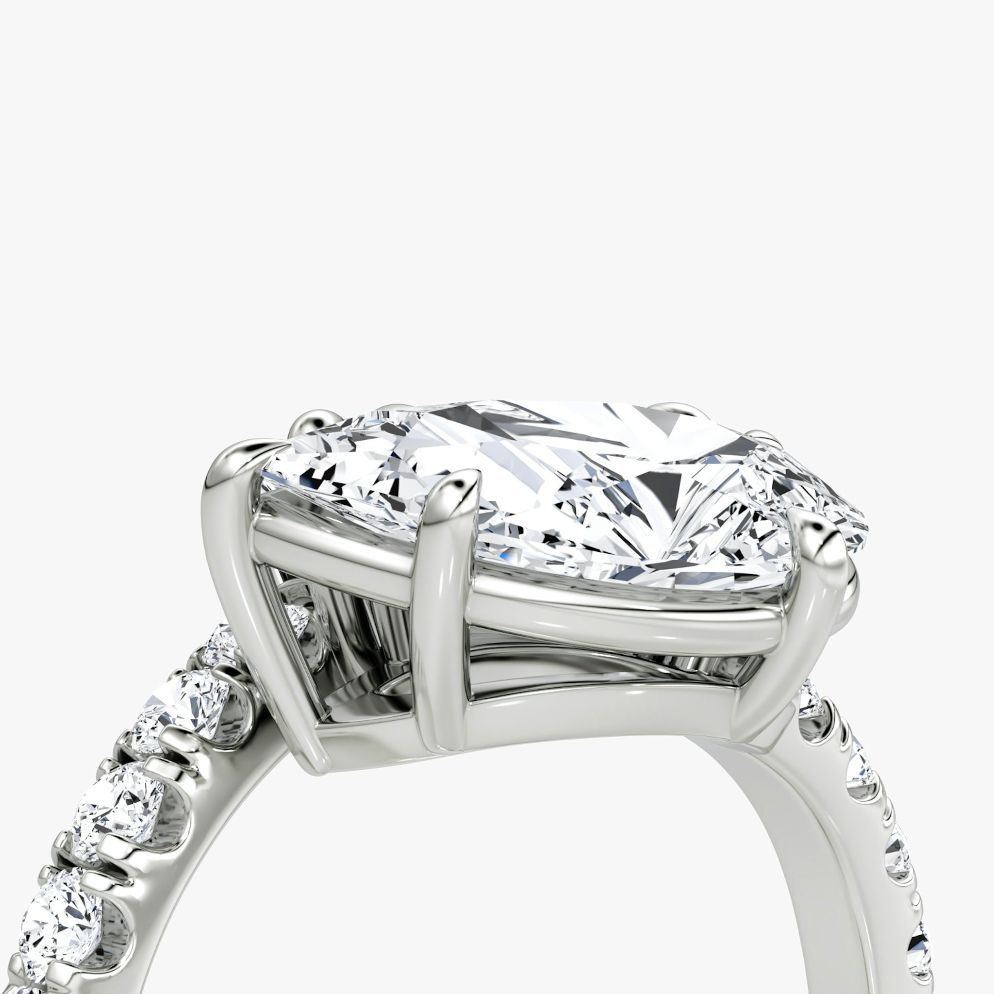 The Toi et Moi Bypass | Emerald and Pear | Platinum | bandAccent: Pavé | diamondOrientation: vertical | caratWeight: other