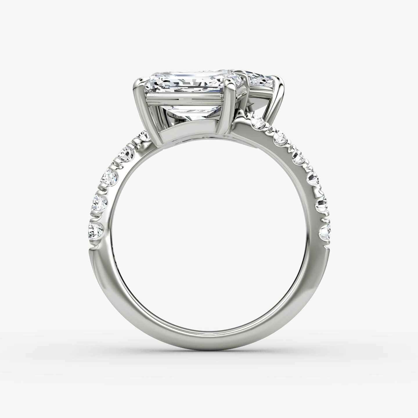 The Toi et Moi Bypass | Emerald and Pear | 18k | White Gold | bandAccent: Pavé | diamondOrientation: vertical | caratWeight: other