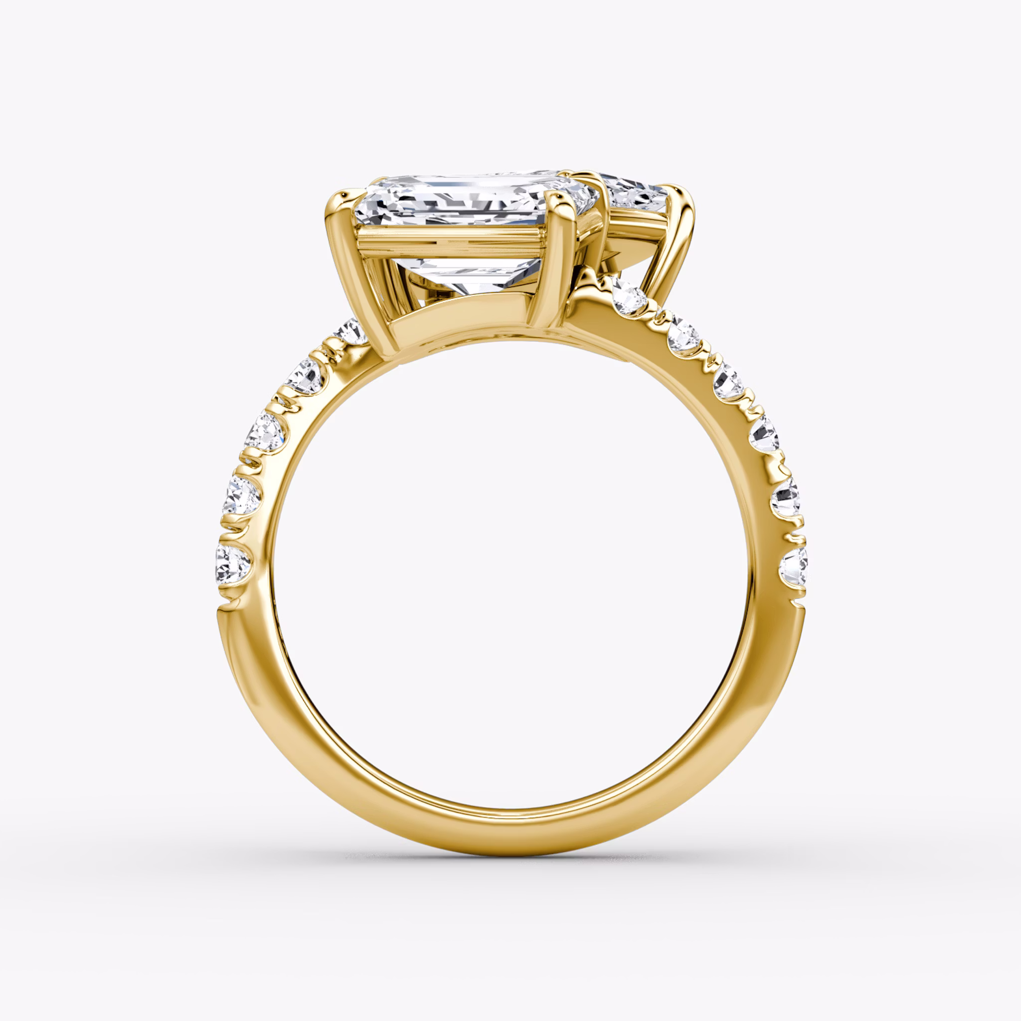 The Toi et Moi Bypass | Emerald and Pear | 18k | Yellow Gold | bandAccent: Pavé | diamondOrientation: vertical | caratWeight: other