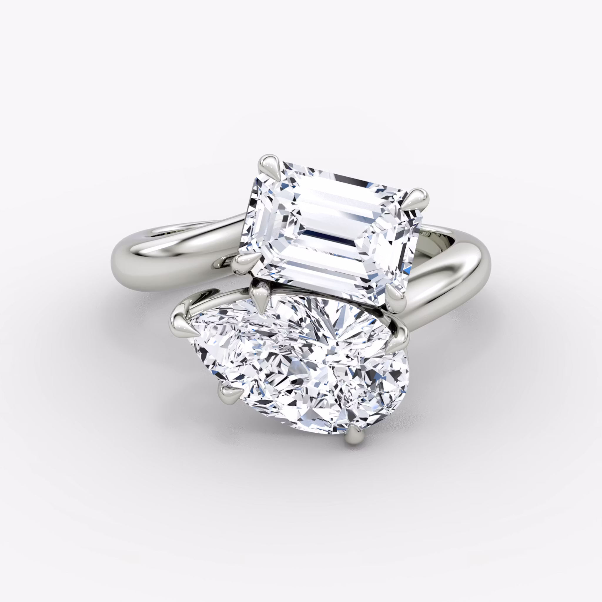 The Toi et Moi Bypass Emerald and Pear | Platinum