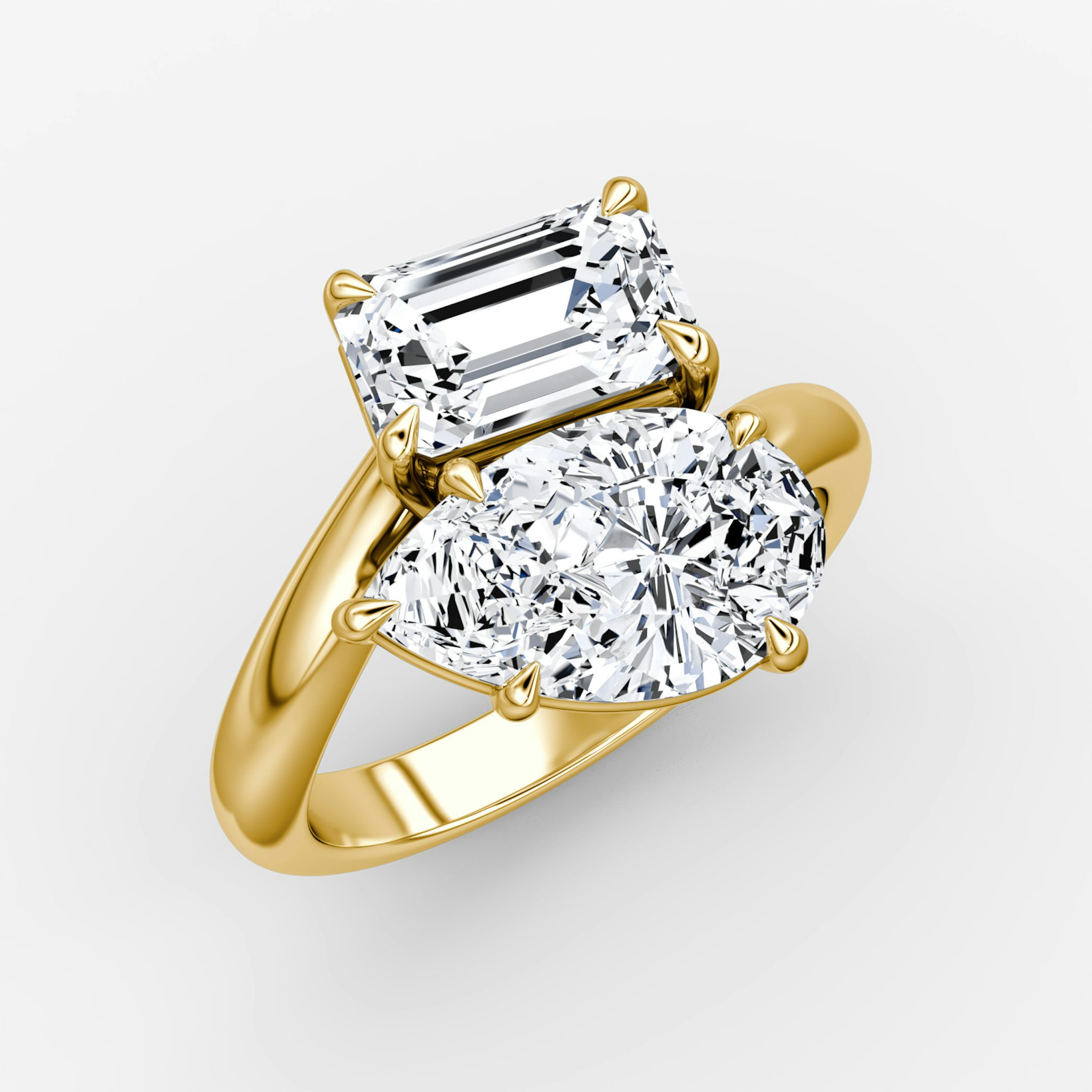 The Toi et Moi Bypass | Emerald and Pear | 18k | Yellow Gold | bandAccent: Plain | diamondOrientation: vertical | caratWeight: other