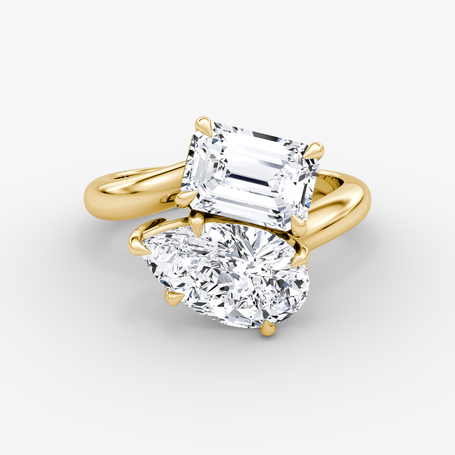 The Toi et Moi Bypass Emerald and Pear | Yellow Gold