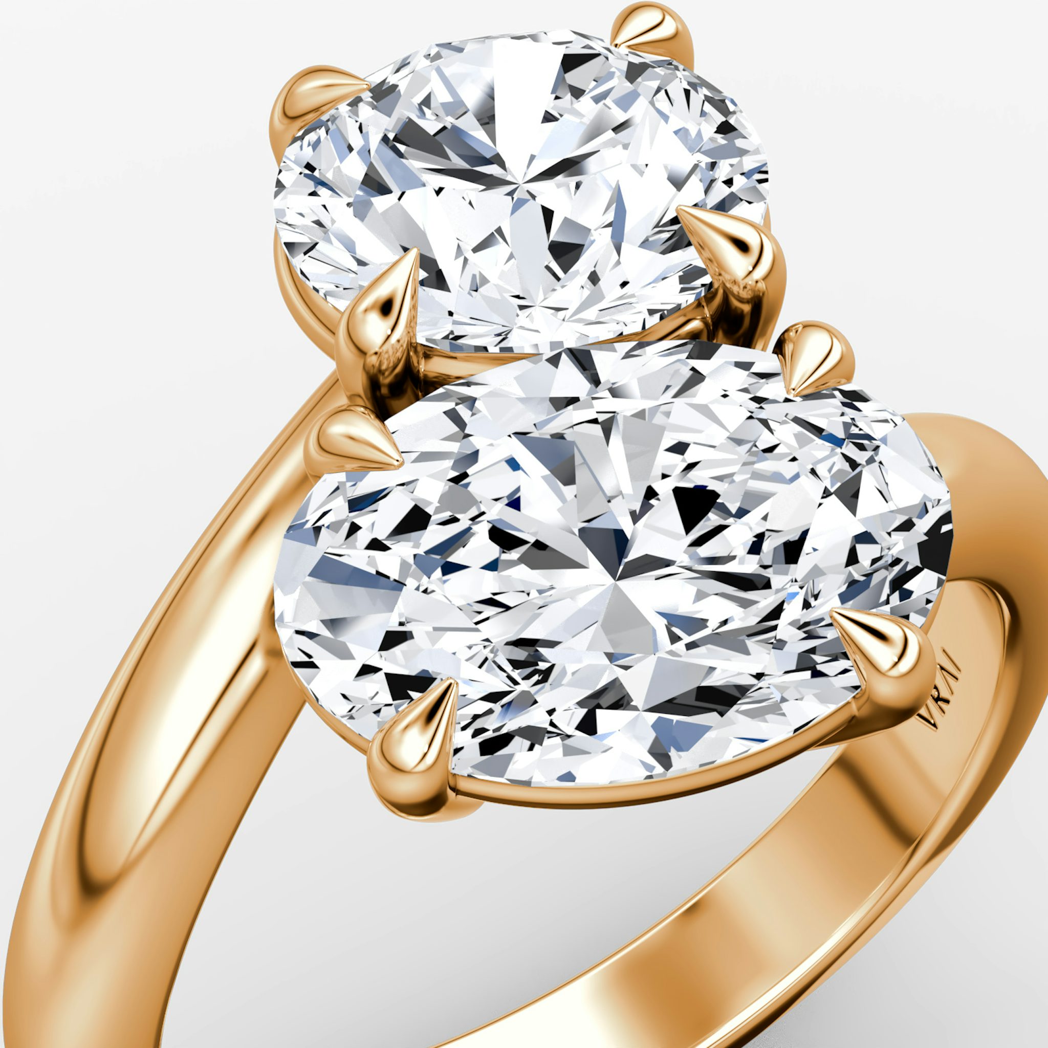 The Toi et Moi Bypass | Round Brilliant and Oval | 14k | Rose Gold | bandAccent: Plain | diamondOrientation: vertical | caratWeight: other