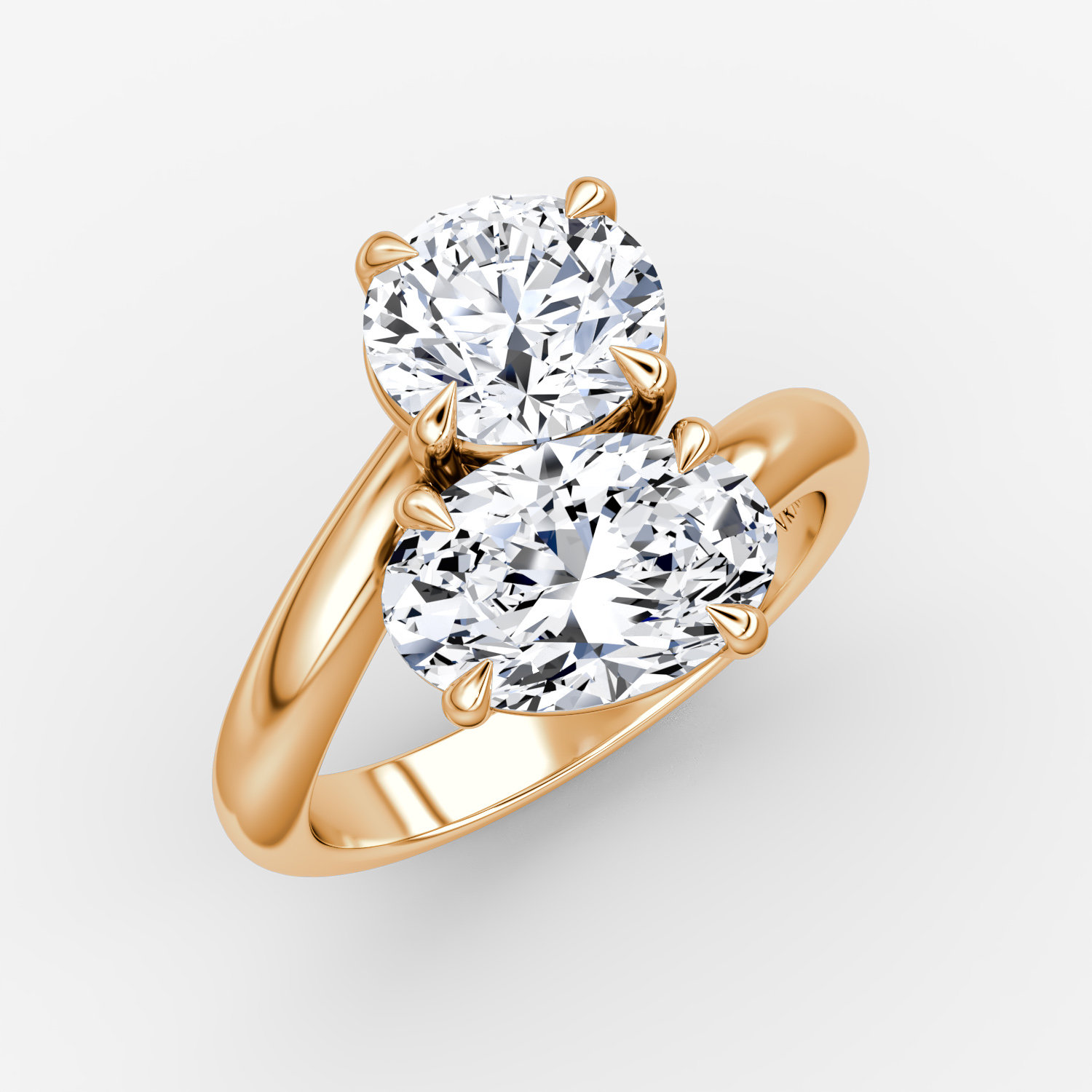 The Toi et Moi Bypass | Rond brillant et Ovale | 14k | Or rose | bandAccent: Simple | diamondOrientation: vertical | caratWeight: other