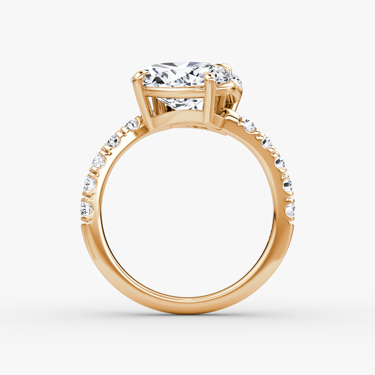 The Toi et Moi Bypass | Rond brillant et Ovale | 14k | Or rose | bandAccent: Pavé | diamondOrientation: vertical | caratWeight: other