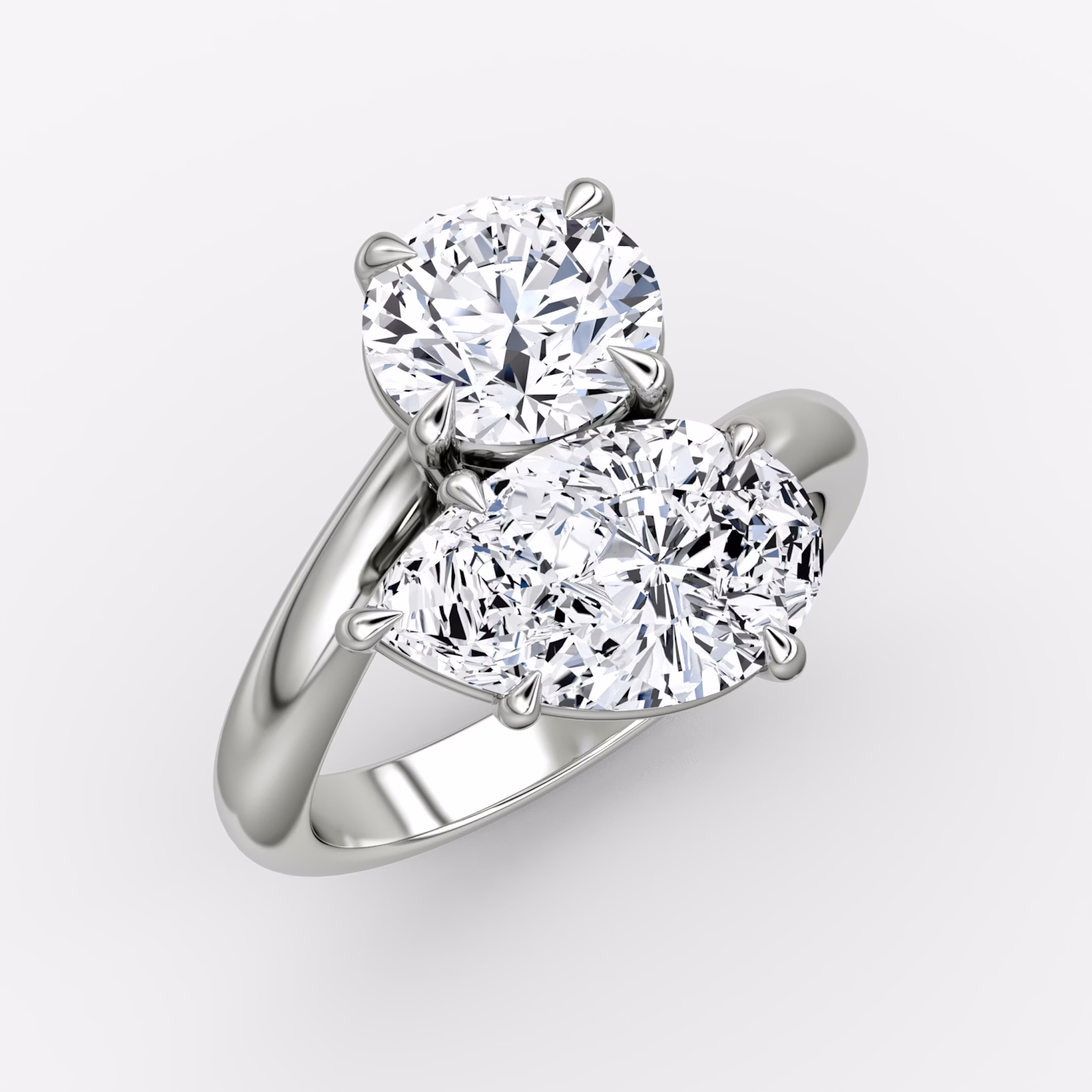 The Toi et Moi Bypass | Round Brilliant and Pear | Platinum | bandAccent: Plain | diamondOrientation: vertical | caratWeight: other