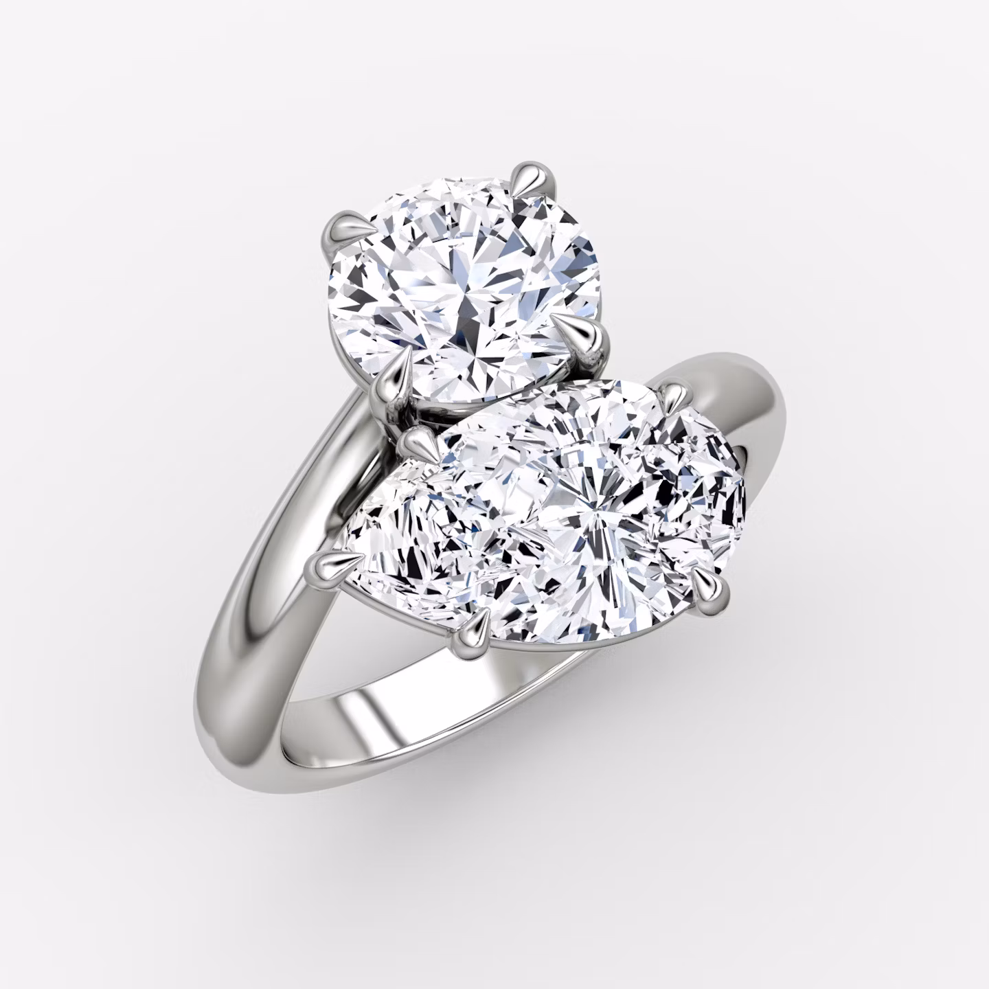The Toi et Moi Bypass | Round Brilliant and Pear | Platinum | bandAccent: Plain | diamondOrientation: vertical | caratWeight: other