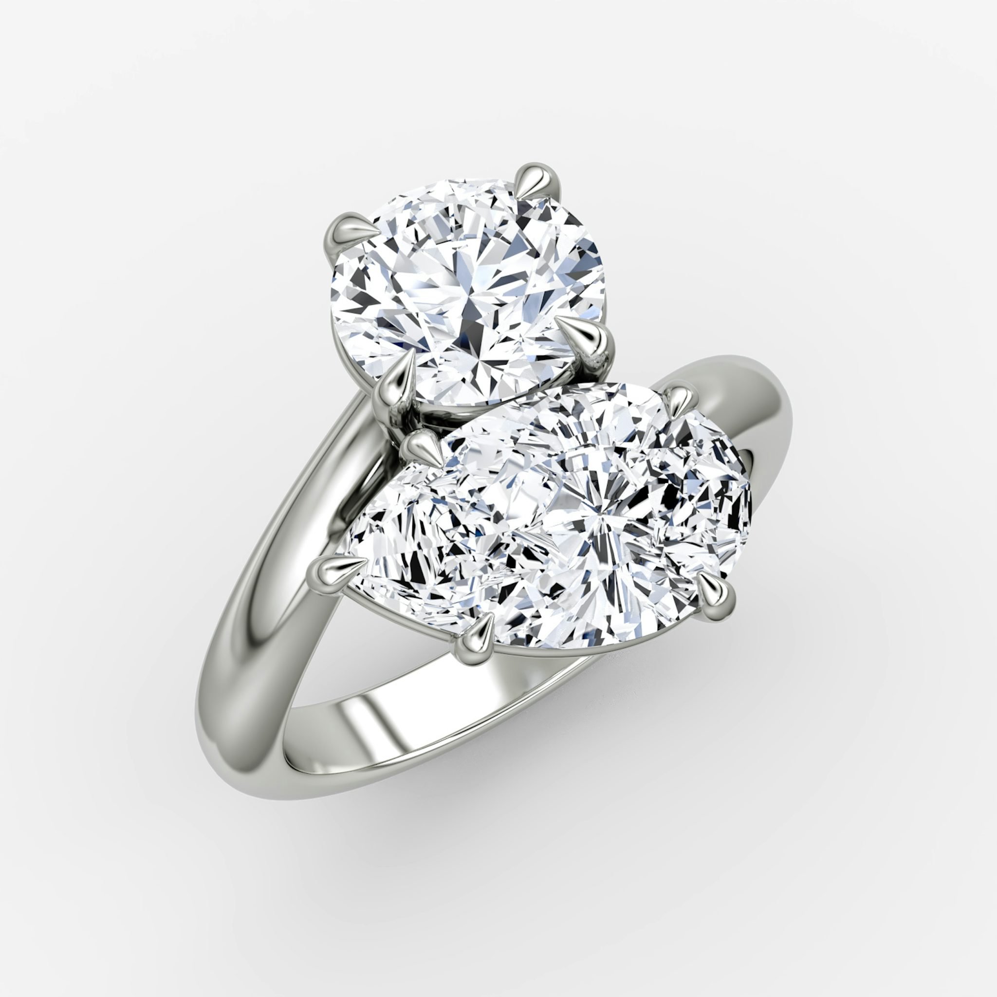 The Toi et Moi Bypass | Round Brilliant and Pear | Platinum | bandAccent: Plain | diamondOrientation: vertical | caratWeight: other