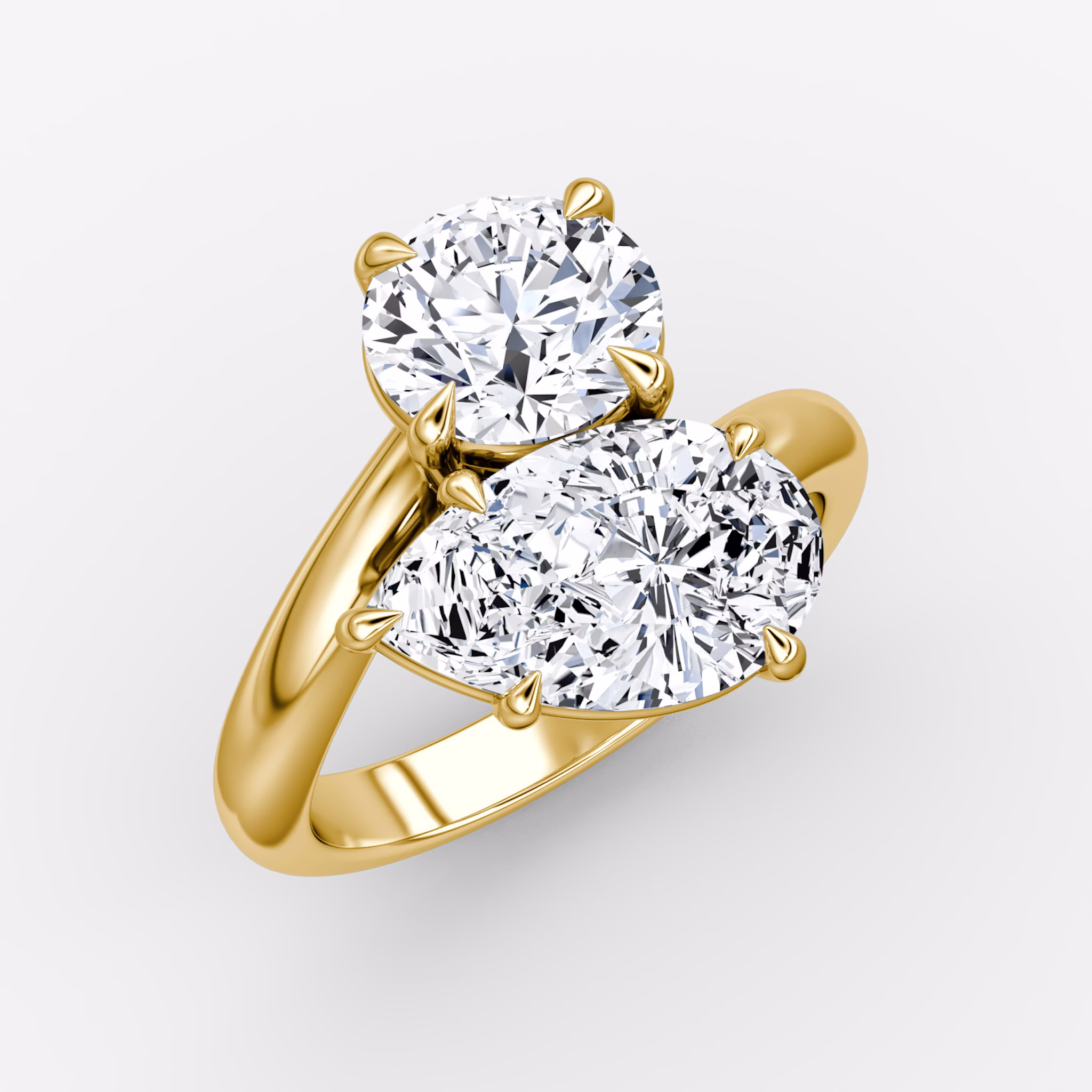 The Toi et Moi Bypass | Round Brilliant and Pear | 18k | Yellow Gold | bandAccent: Plain | diamondOrientation: vertical | caratWeight: other