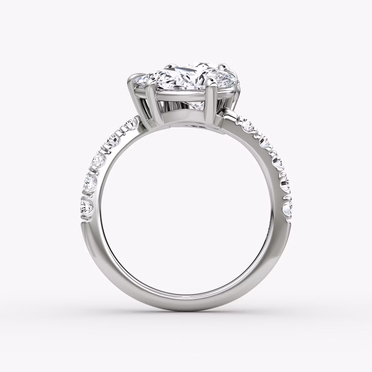 The Toi et Moi Bypass | Rond brillant et Poire | 18k | Or blanc | bandAccent: Pavé | diamondOrientation: vertical | caratWeight: other