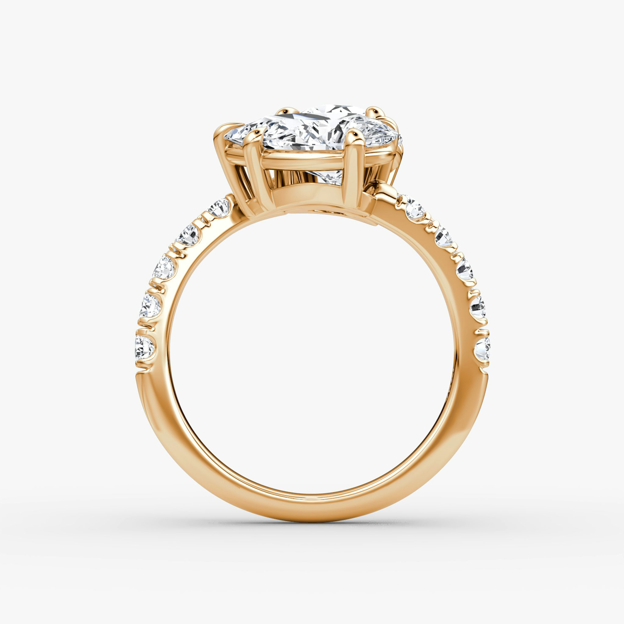 The Toi et Moi Bypass | Round Brilliant and Pear | 14k | Rose Gold | bandAccent: Pavé | diamondOrientation: vertical | caratWeight: other