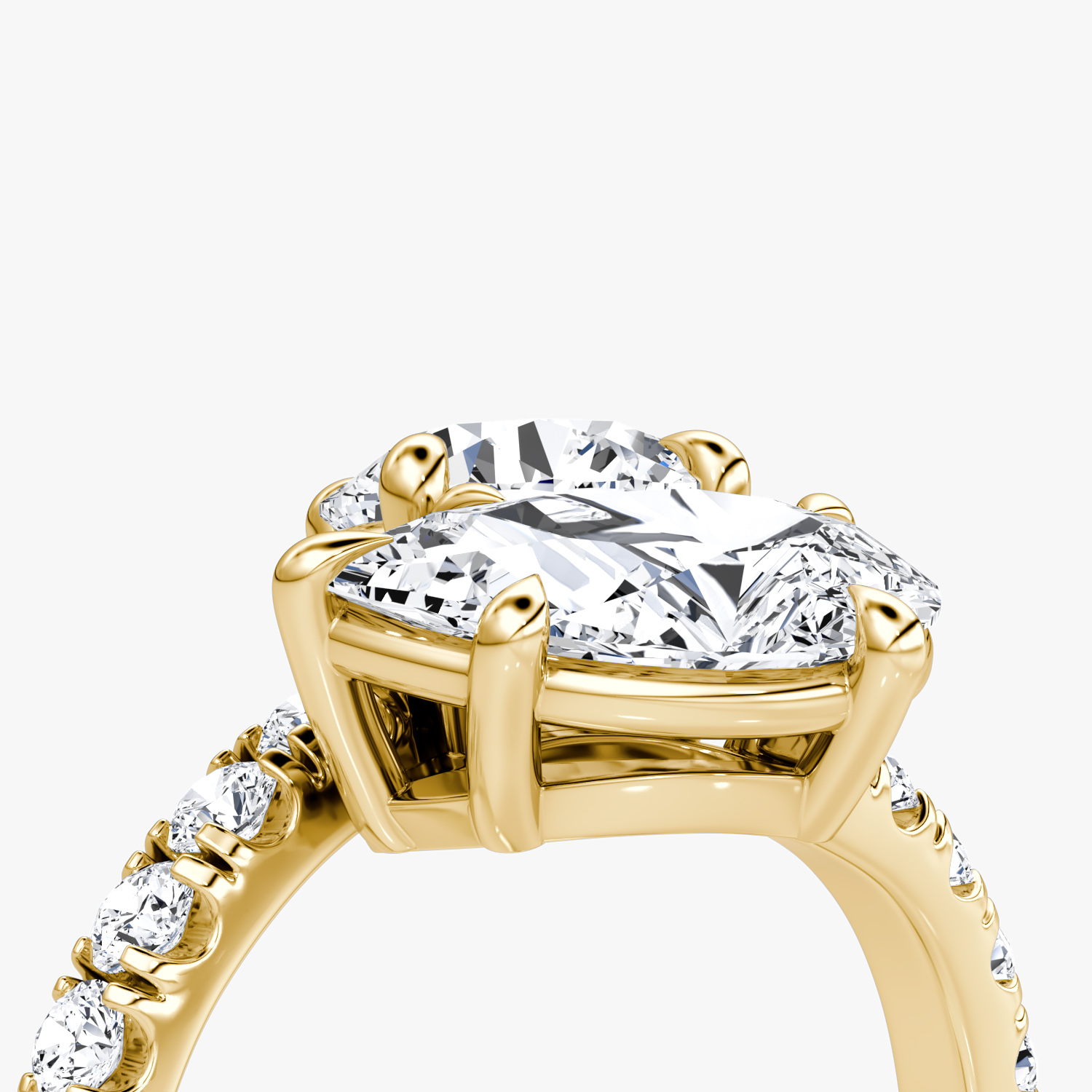 The Toi et Moi Bypass | Rond brillant et Poire | 18k | Or jaune | bandAccent: Pavé | diamondOrientation: vertical | caratWeight: other