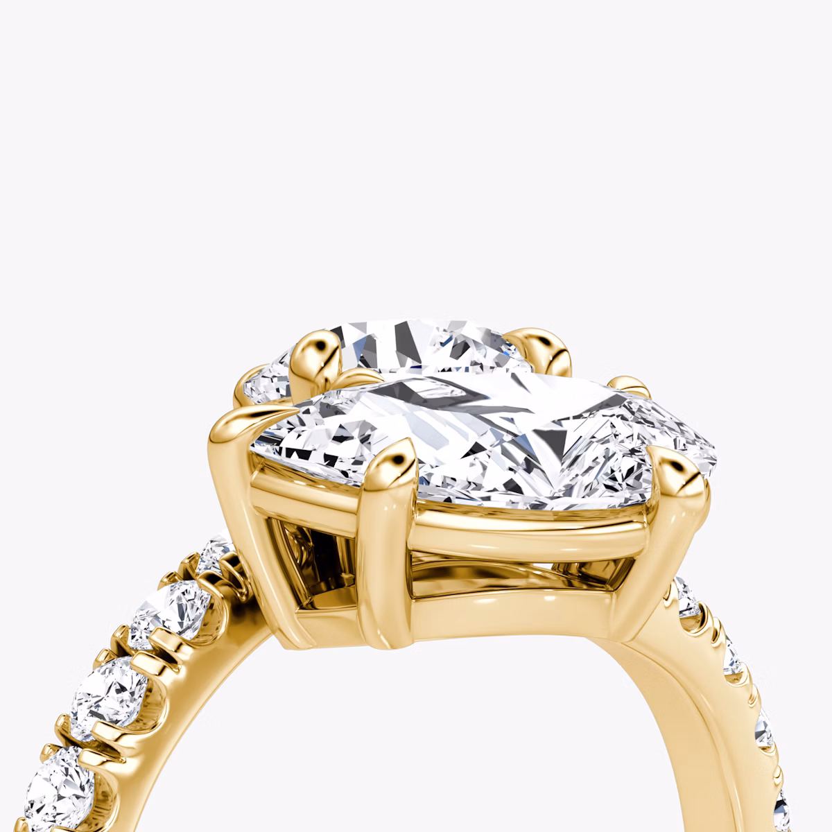 The Toi et Moi Bypass | Rond brillant et Poire | 18k | Or jaune | bandAccent: Pavé | diamondOrientation: vertical | caratWeight: other