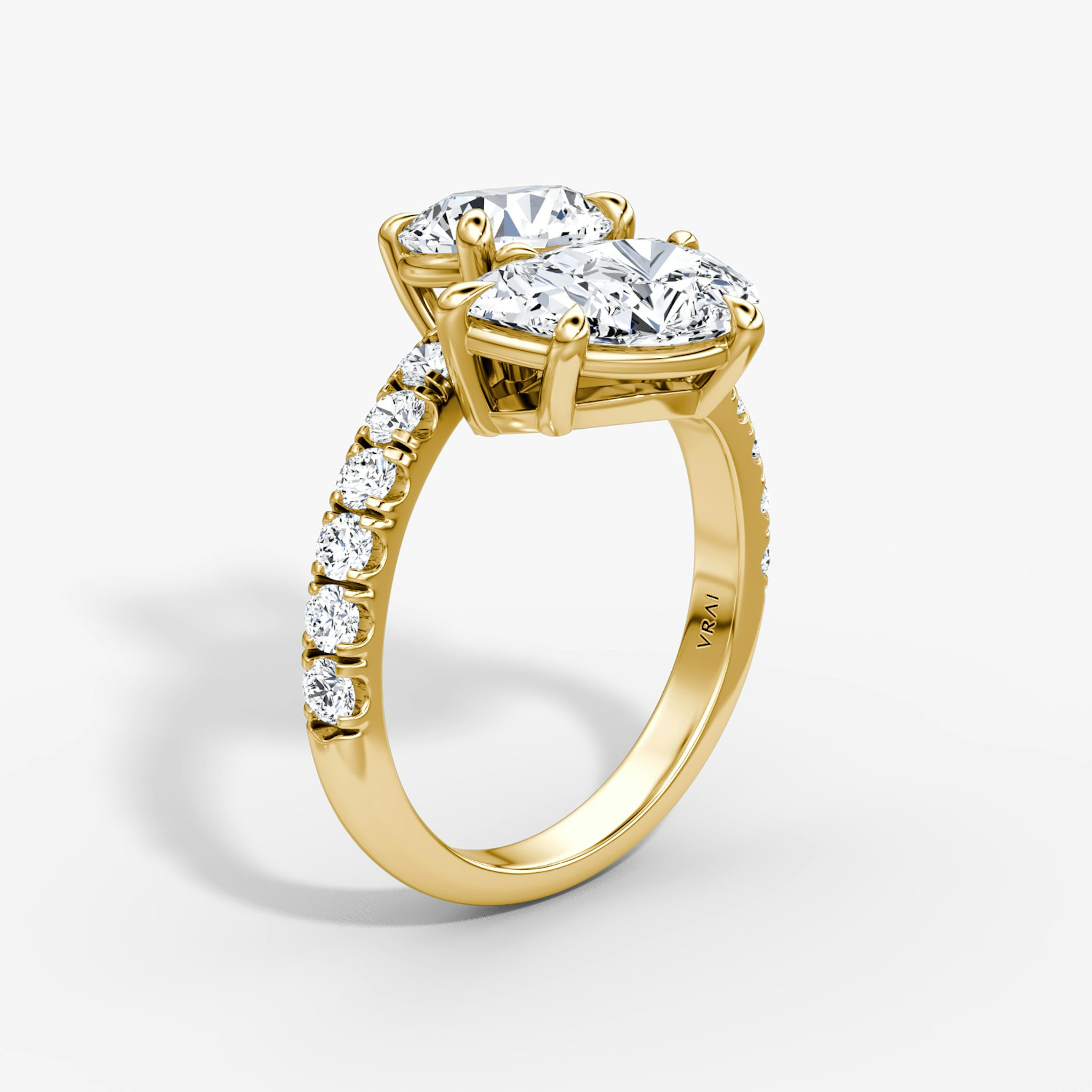 The Toi et Moi Bypass | Round Brilliant and Pear | 18k | Yellow Gold | bandAccent: Pavé | diamondOrientation: vertical | caratWeight: other