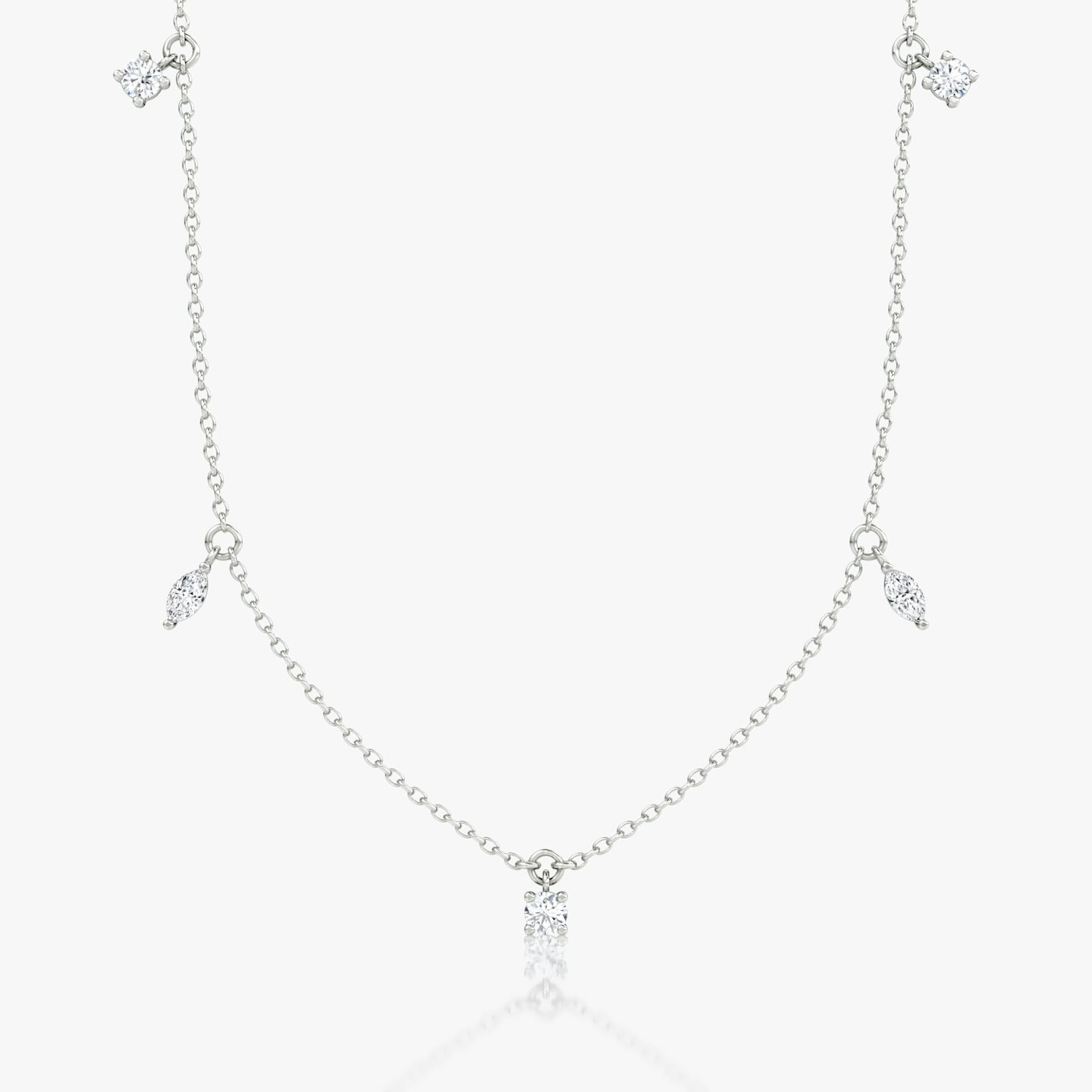 Floating Mixed Shape Necklace | 14k | White Gold | diamondCount: 5 | diamondSize: original | chainLength: 16-18