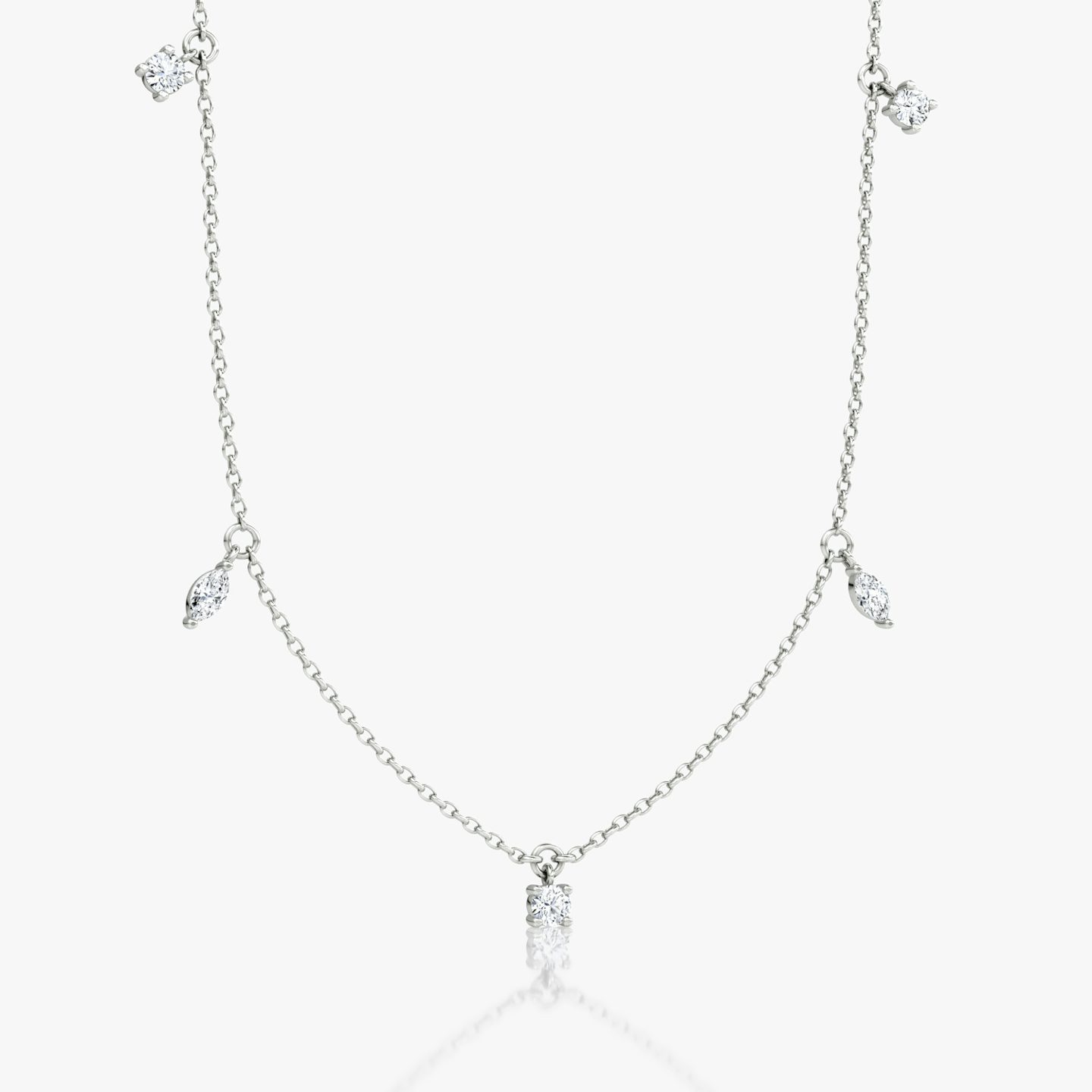 Floating Mixed Shape Necklace | 14k | White Gold | diamondCount: 5 | diamondSize: original | chainLength: 16-18
