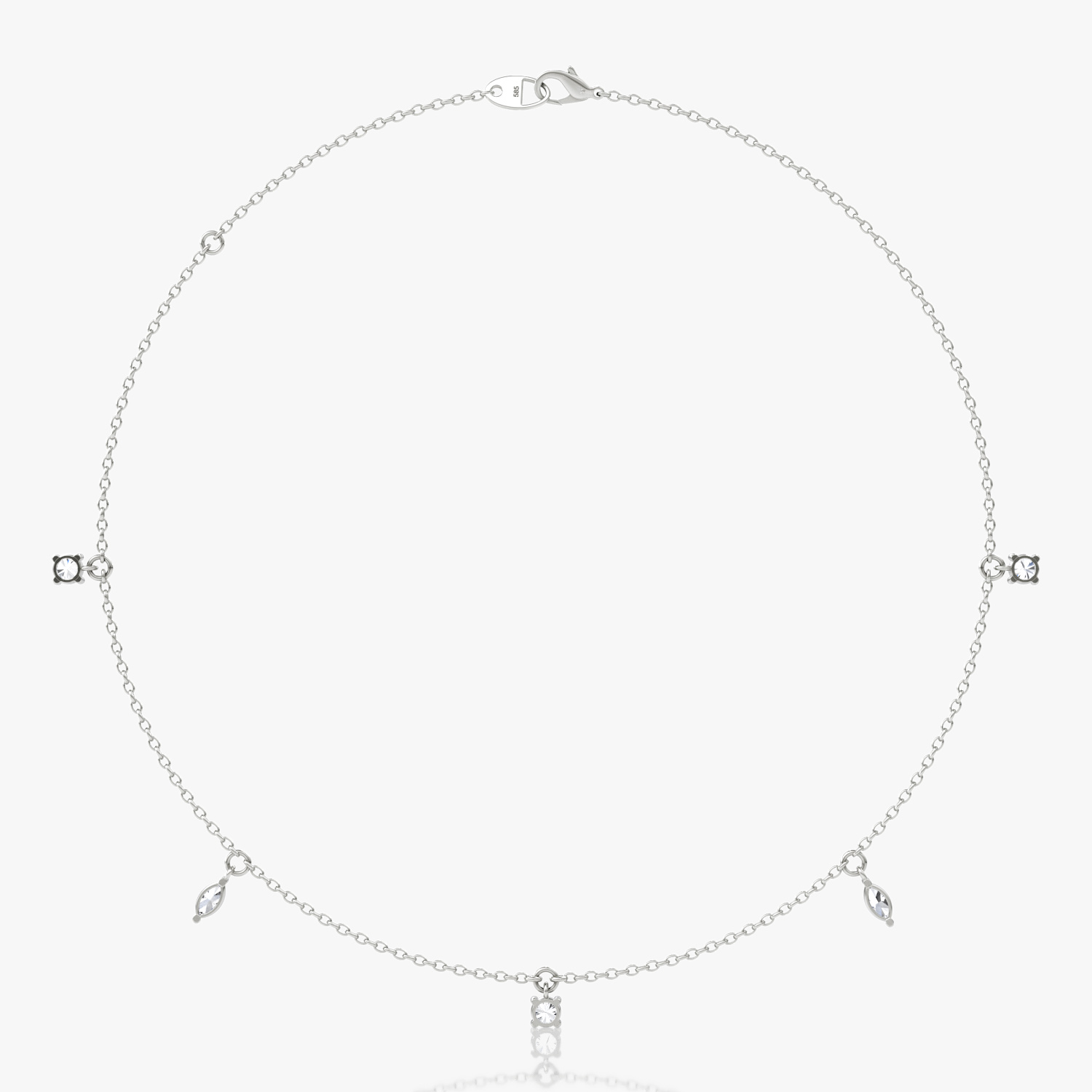 Floating Mixed Shape Necklace | 14k | White Gold | diamondCount: 5 | diamondSize: original | chainLength: 16-18