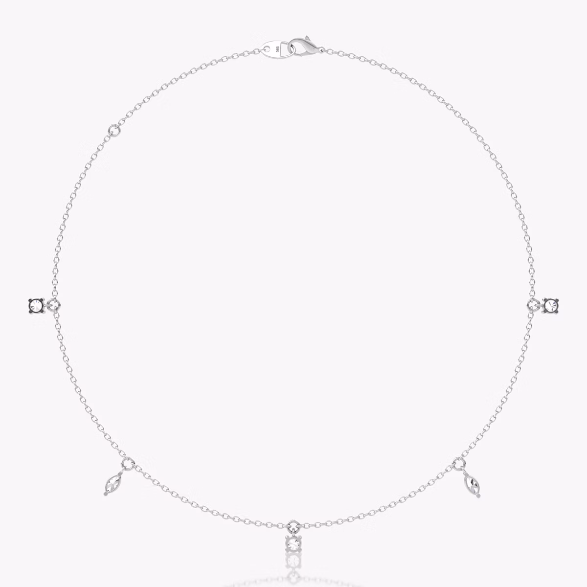 Floating Mixed Shape Necklace | 14k | White Gold | diamondCount: 5 | diamondSize: original | chainLength: 16-18