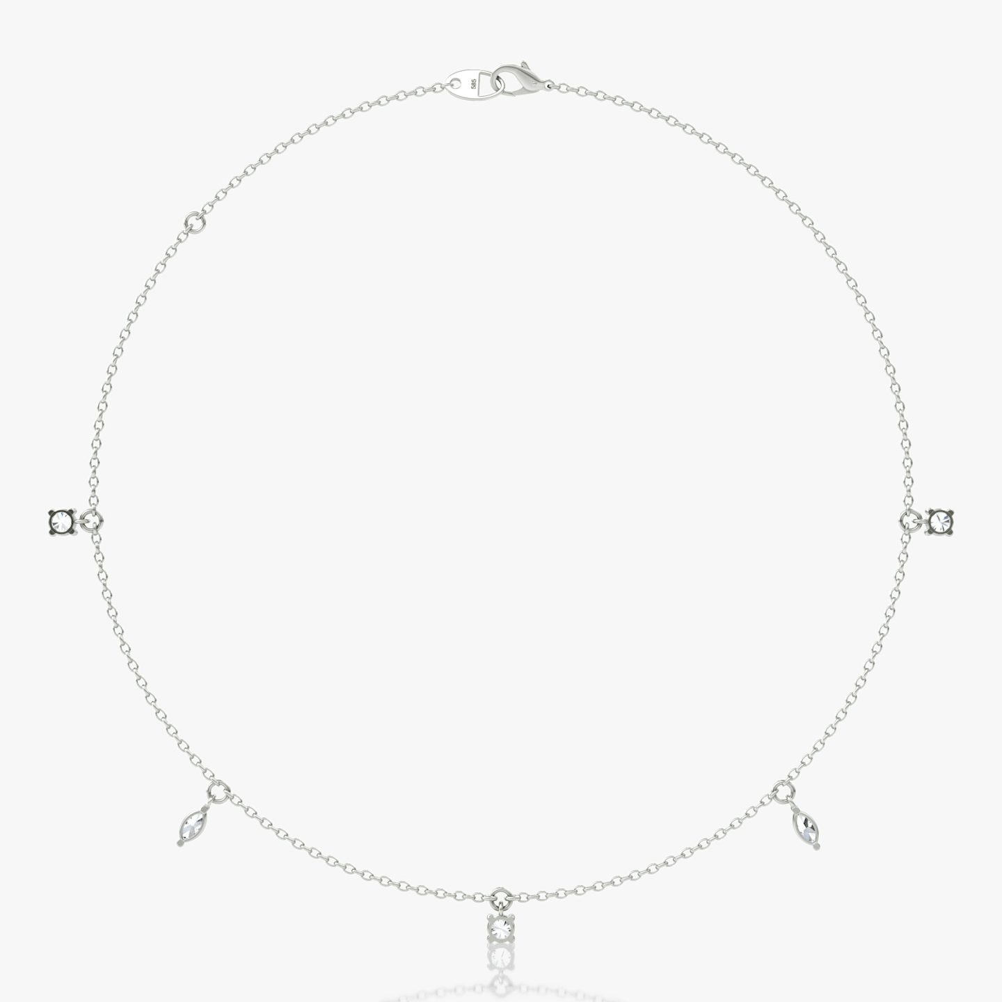 Floating Mixed Shape Necklace | 14k | White Gold | diamondCount: 5 | diamondSize: original | chainLength: 16-18