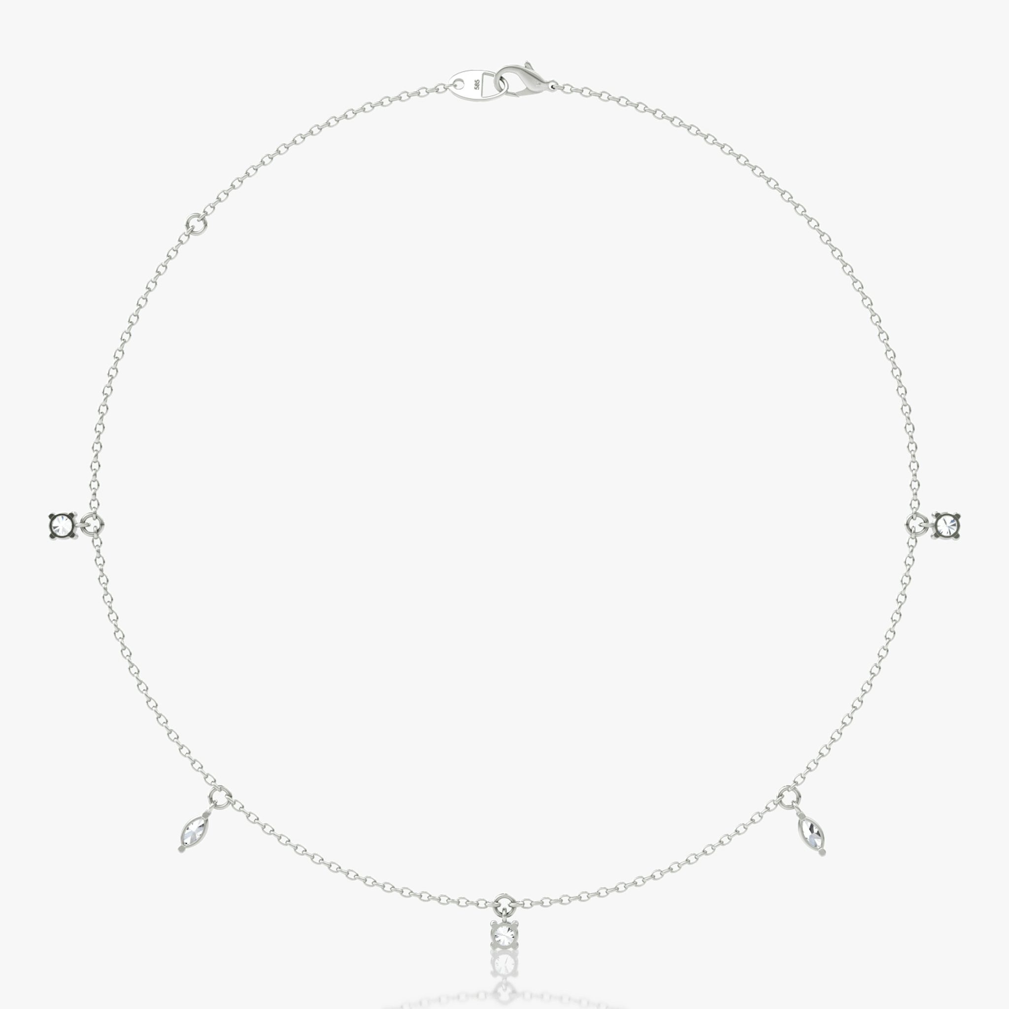 Floating Mixed Shape Necklace | 14k | White Gold | diamondCount: 5 | diamondSize: original | chainLength: 16-18