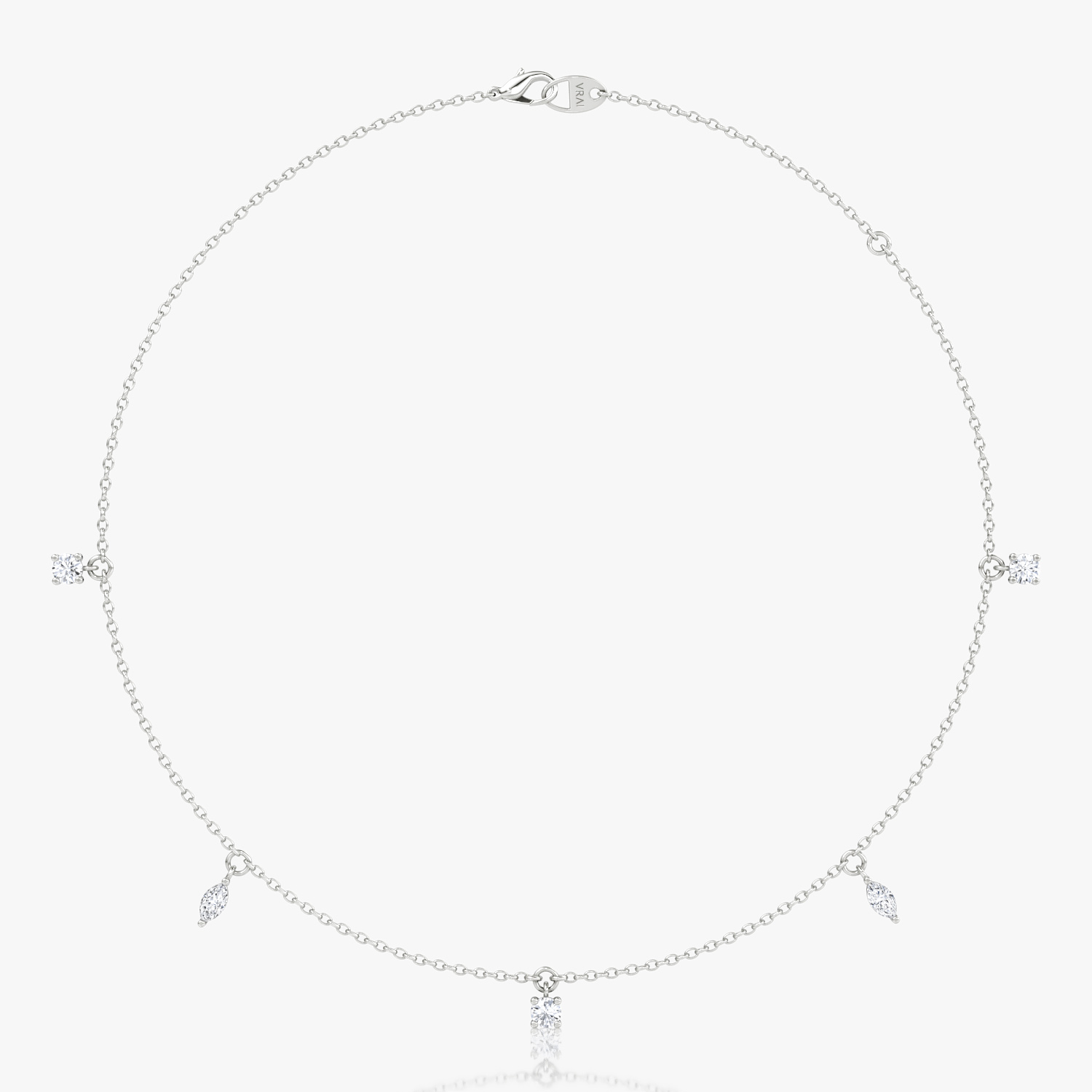 Floating Mixed Shape Necklace | 14k | White Gold | diamondCount: 5 | diamondSize: original | chainLength: 16-18