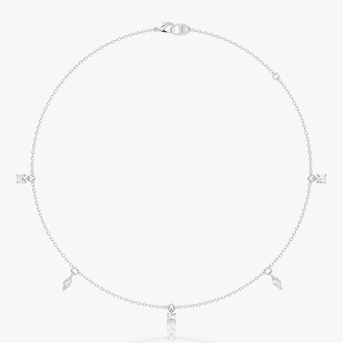 Floating Mixed Shape Necklace | 14k | White Gold | diamondCount: 5 | diamondSize: original | chainLength: 16-18