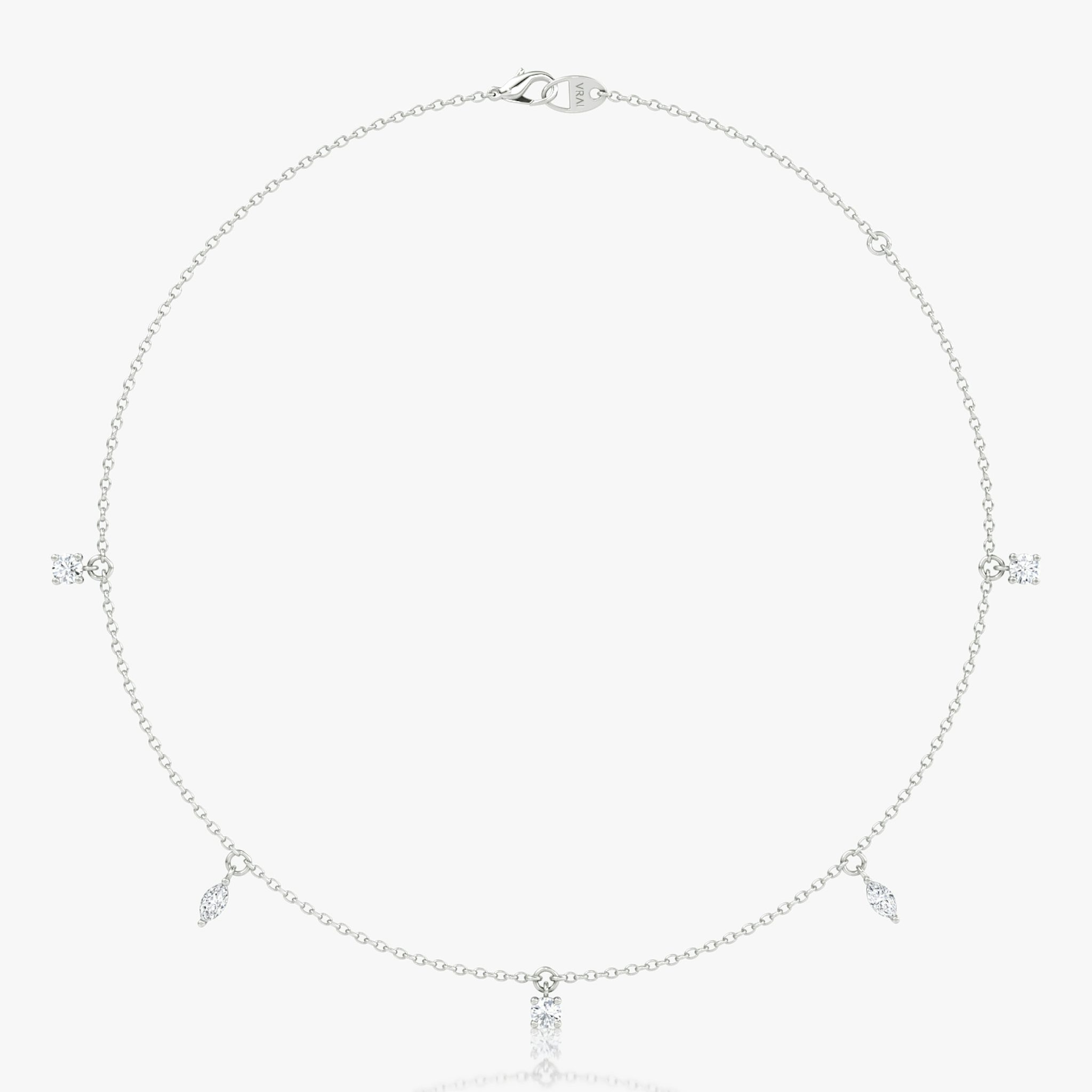 Floating Mixed Shape Necklace | 14k | White Gold | diamondCount: 5 | diamondSize: original | chainLength: 16-18