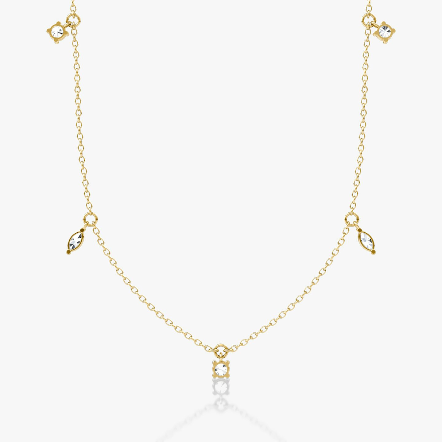 Floating Mixed Shape Necklace | 14k | Yellow Gold | diamondCount: 5 | diamondSize: original | chainLength: 16-18