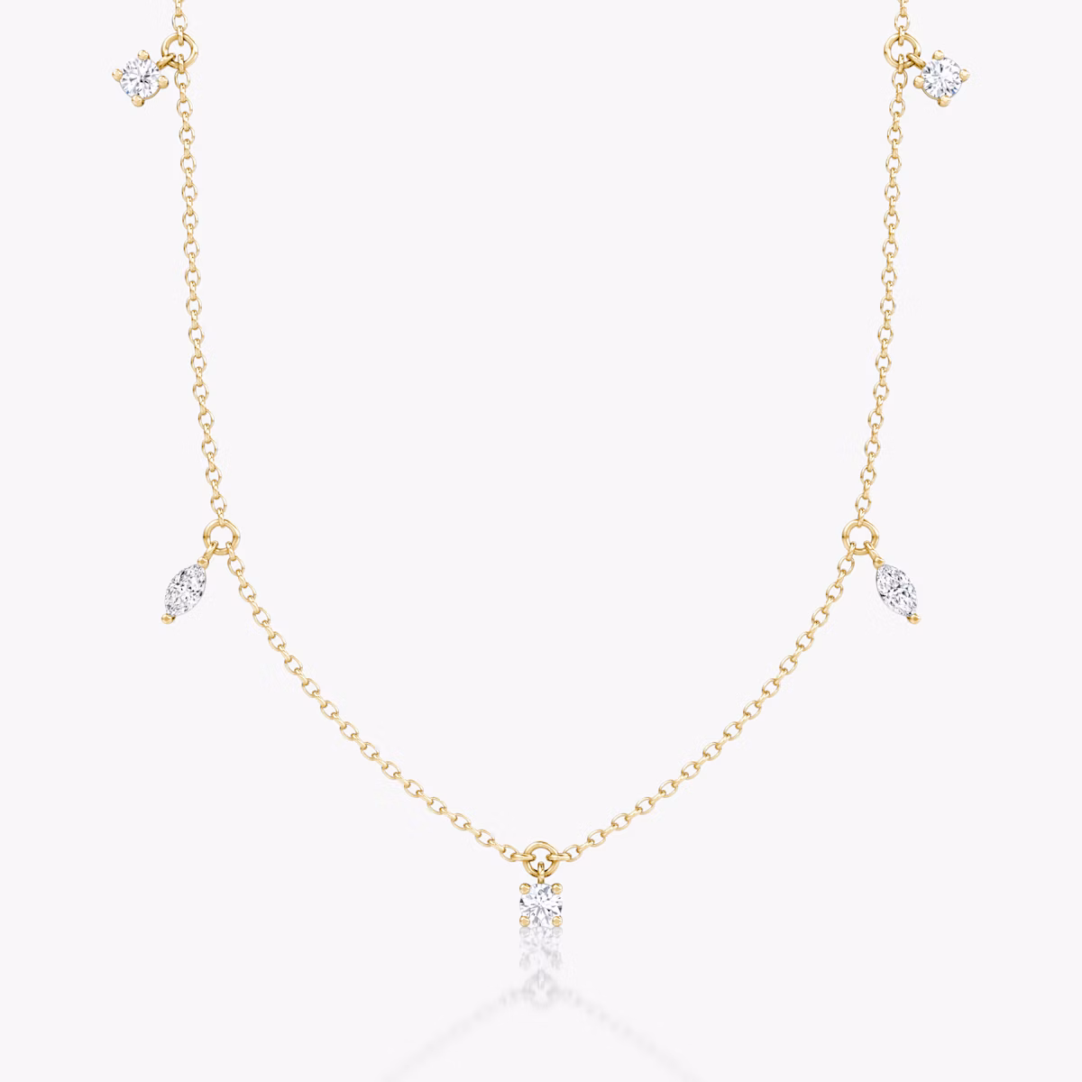 Floating Mixed Shape Necklace | 14k | Yellow Gold | diamondCount: 5 | diamondSize: original | chainLength: 16-18