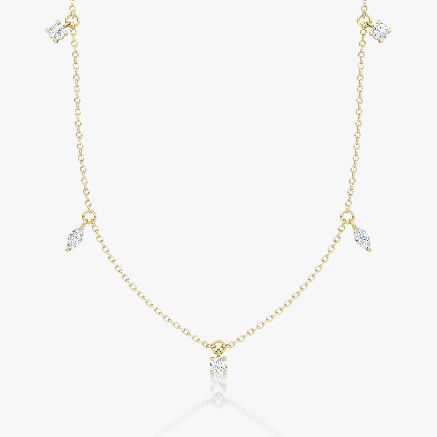 Floating Mixed Shape Necklace | 14k | Yellow Gold | diamondCount: 5 | diamondSize: original | chainLength: 16-18