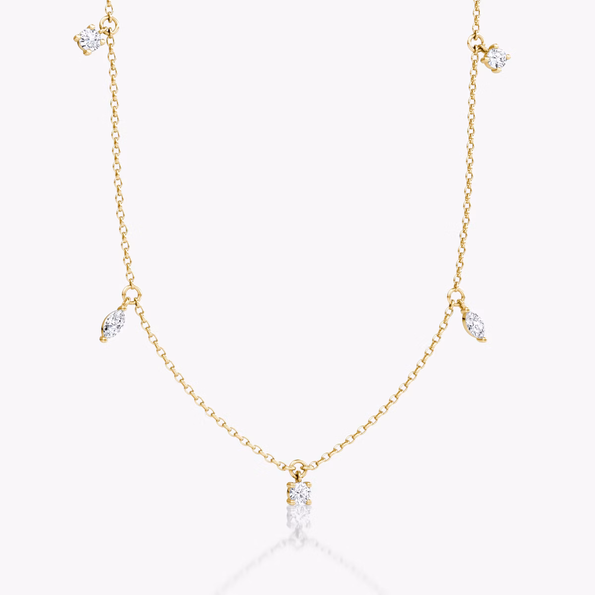 Floating Mixed Shape Necklace | 14k | Yellow Gold | diamondCount: 5 | diamondSize: original | chainLength: 16-18