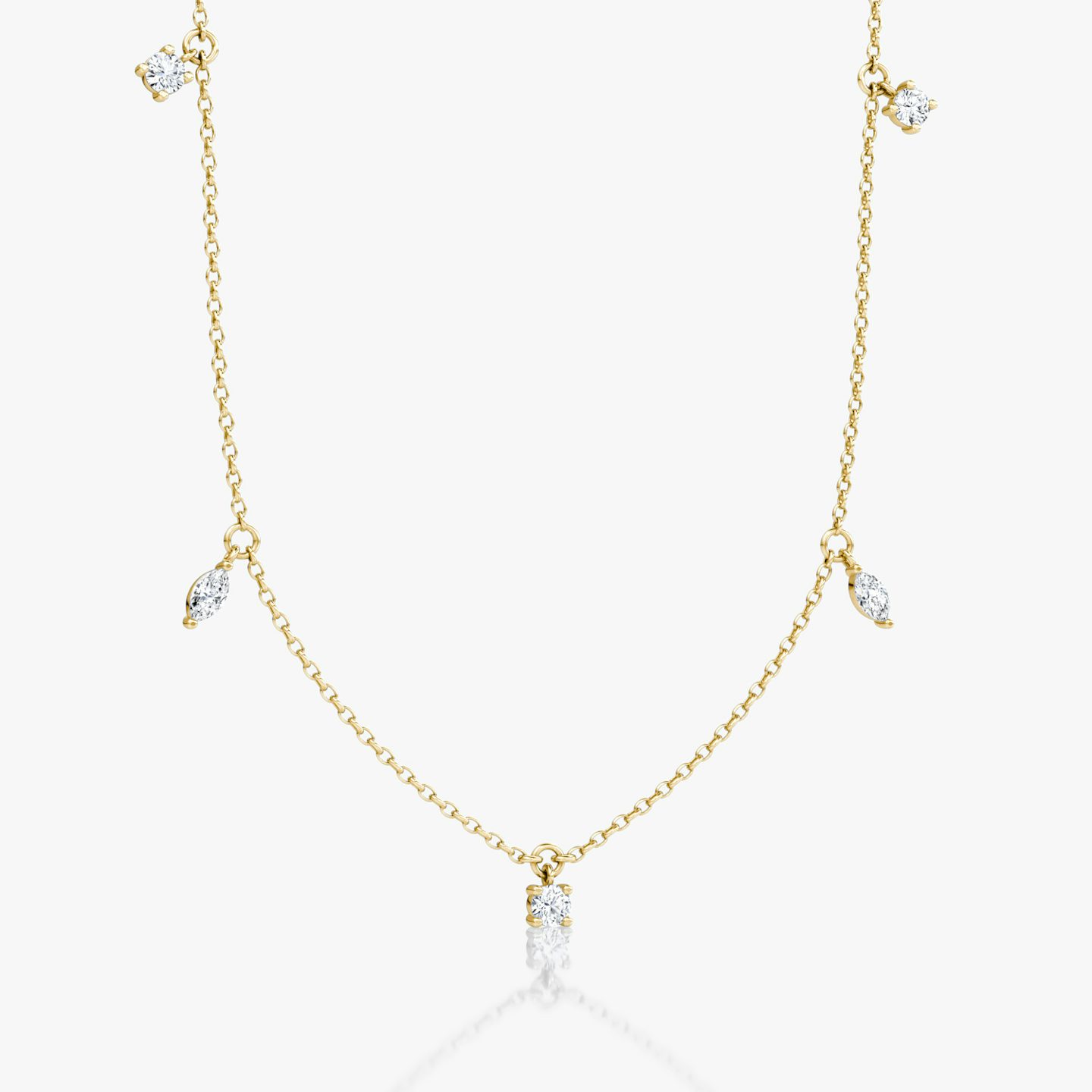 Floating Mixed Shape Necklace | 14k | Yellow Gold | diamondCount: 5 | diamondSize: original | chainLength: 16-18